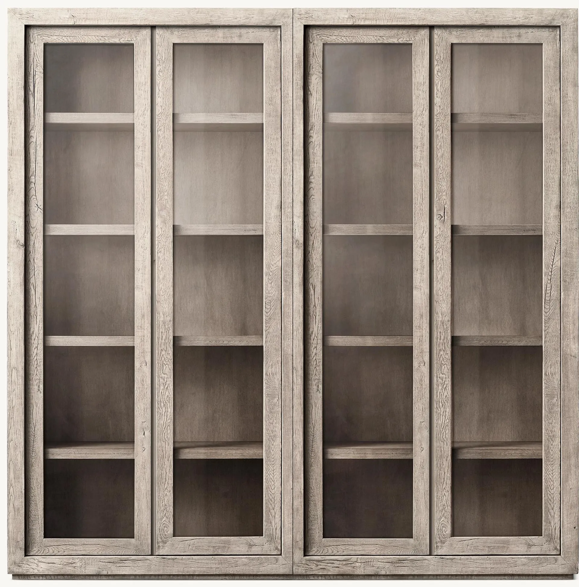 Reclaimed Oak Glass 4-Door Cabinet