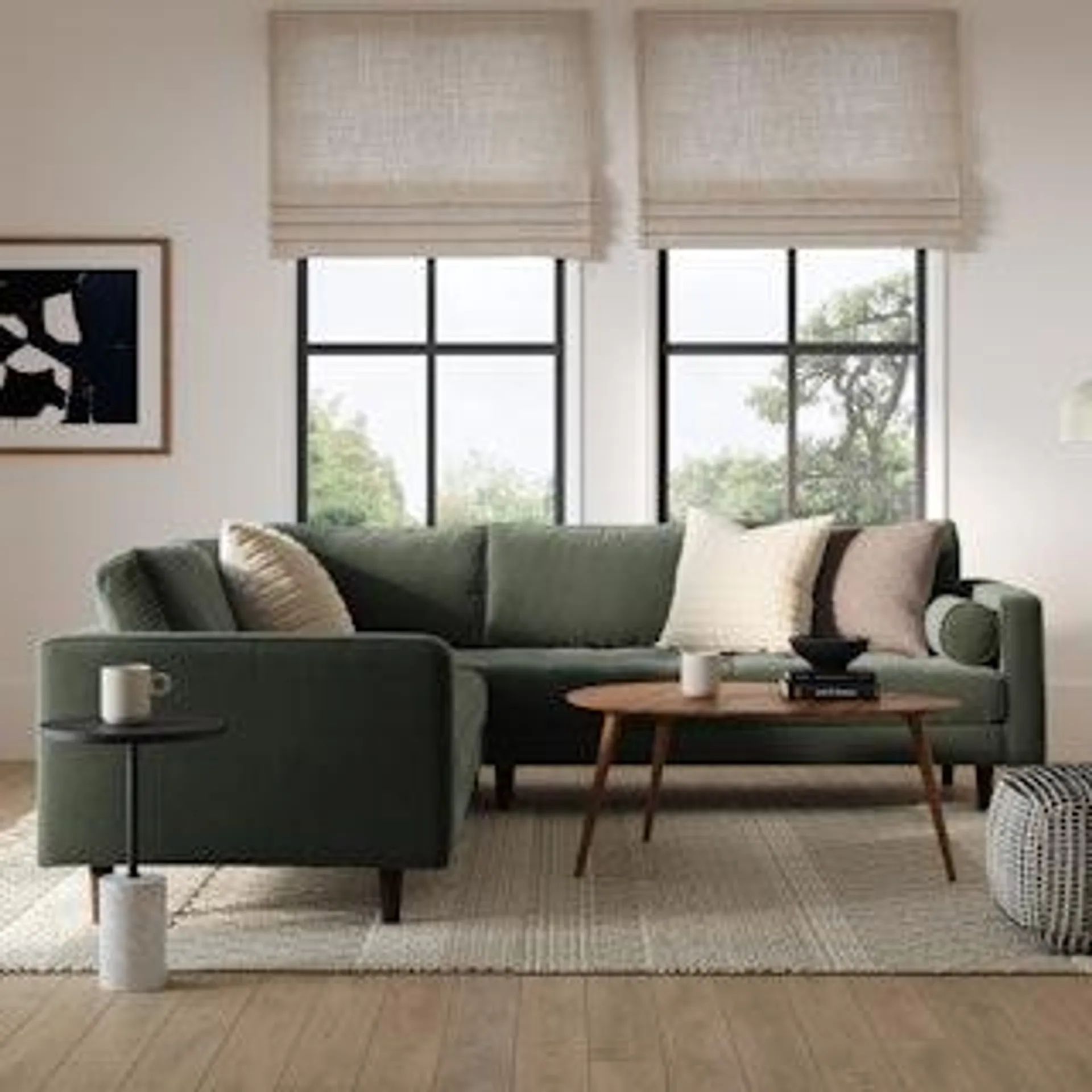 Sven 107" Tufted Velvet Corner Sectional - Plush Pacific Green