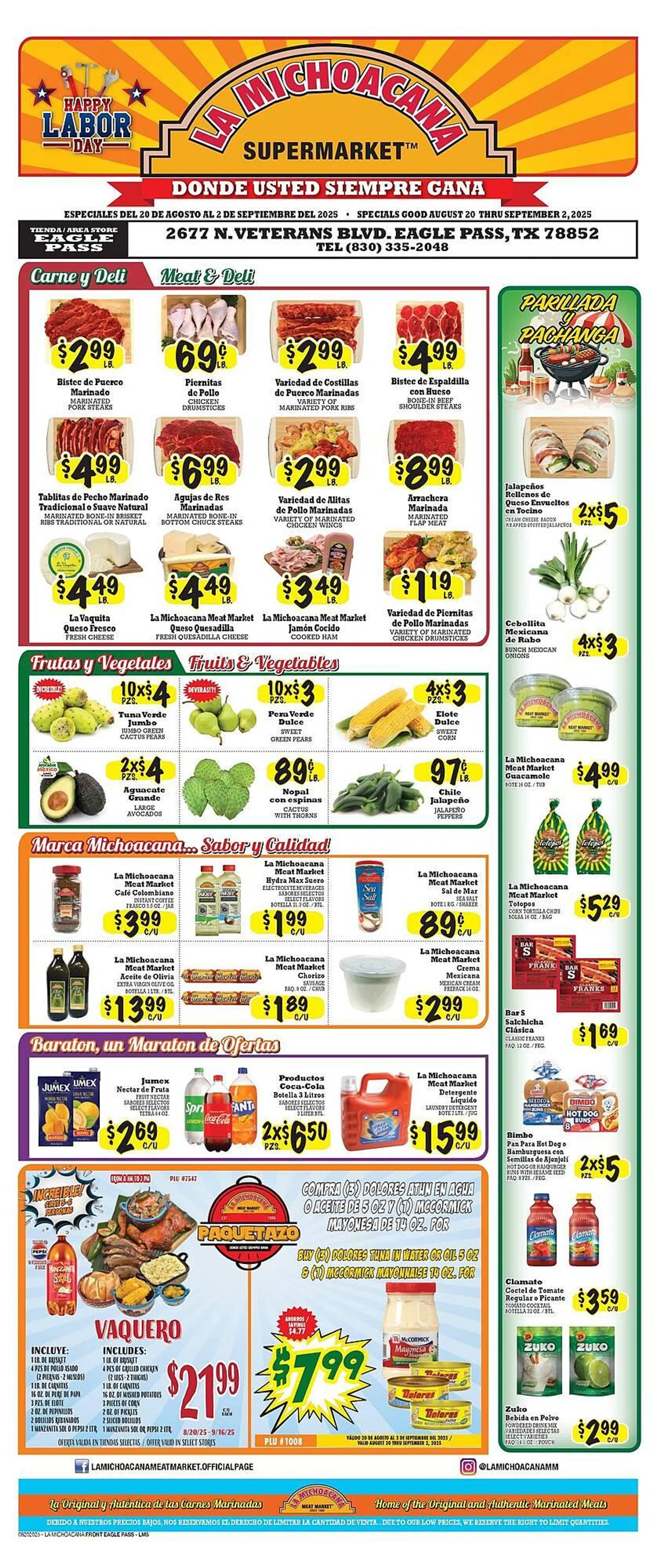 Weekly ad La Michoacana Weekly Ad from August 20 to September 2 2025 - Page 1