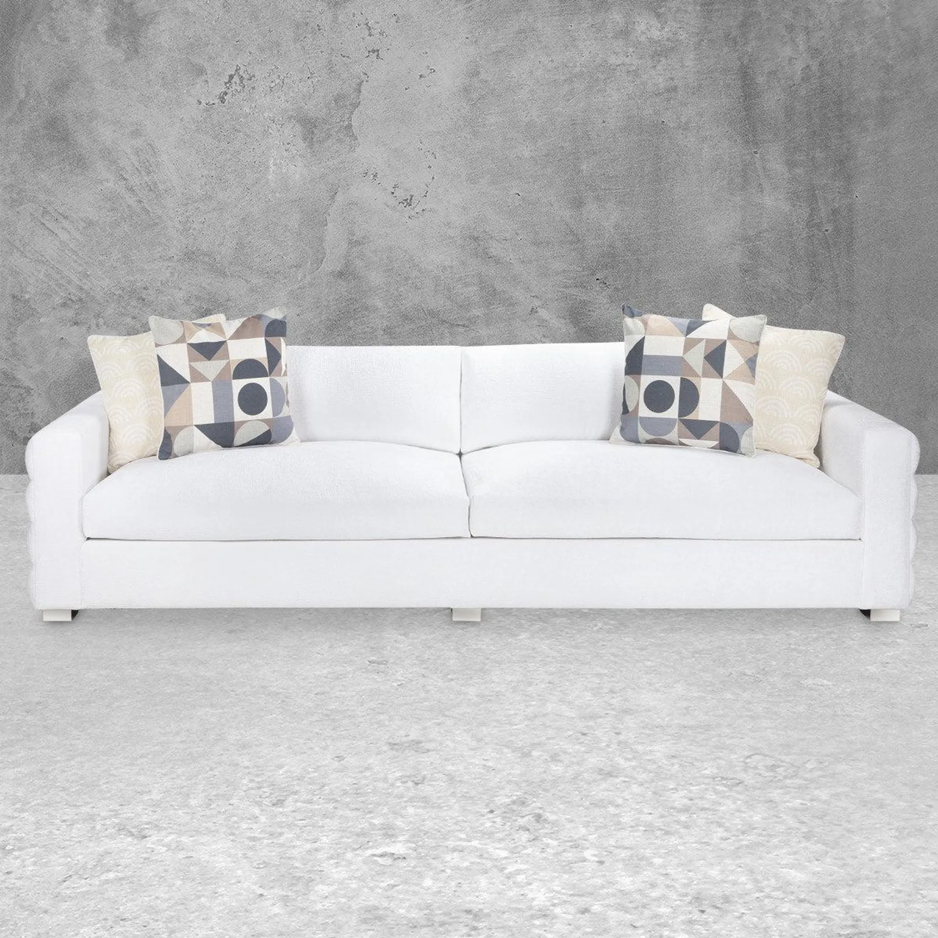 Milan Sofa in White Hammered Velour