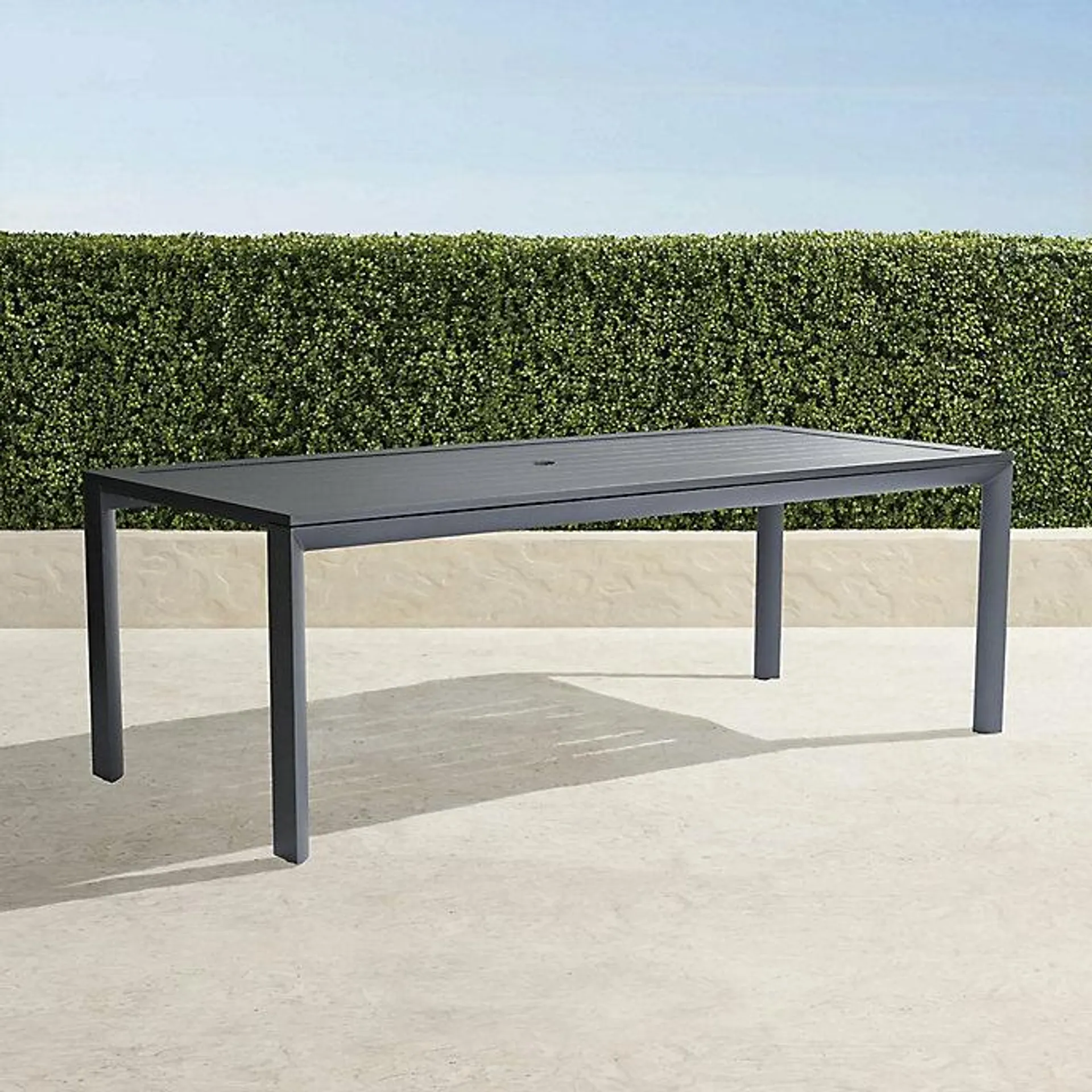 Frontgate Resort Collection™ Newport Rectangular Dining Table in Aluminum with Umbrella Hole