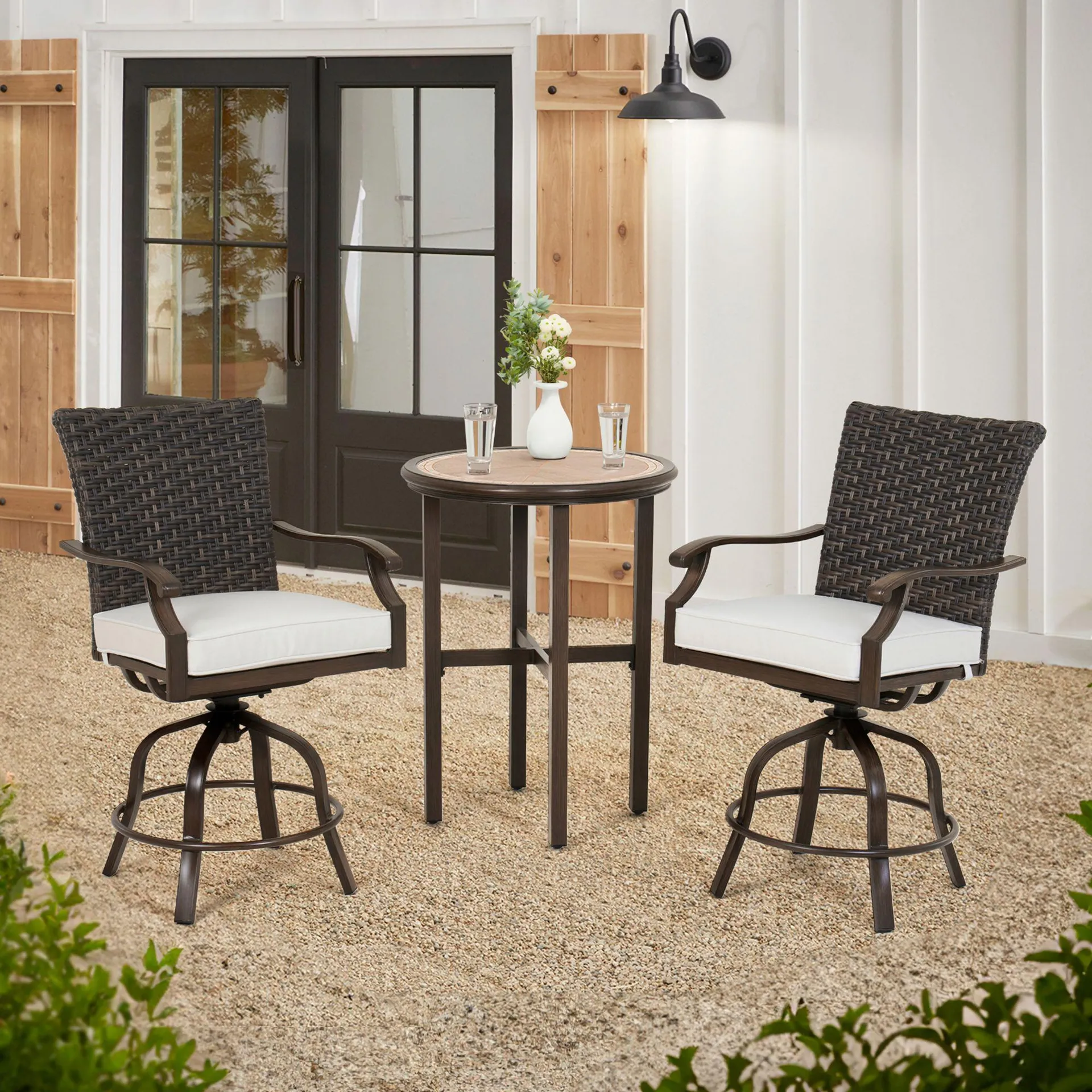 Berkley Jensen Outdoor Patio Portsmouth 3-Pc. Bar Height Swivel Bistro Set