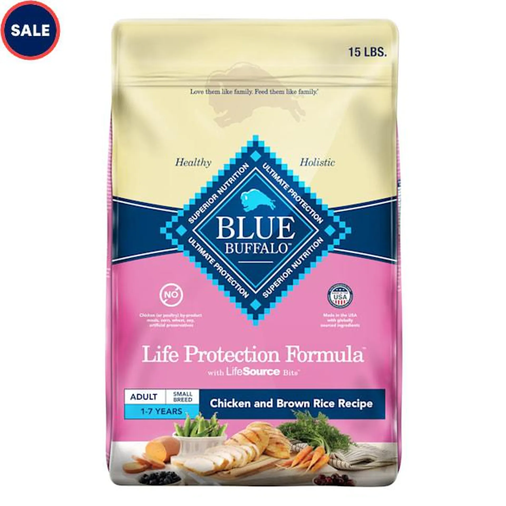 Blue Buffalo Blue Life Protection Chicken & Brown Rice Formula Small Breed Dry Dog Food, 15 lbs.