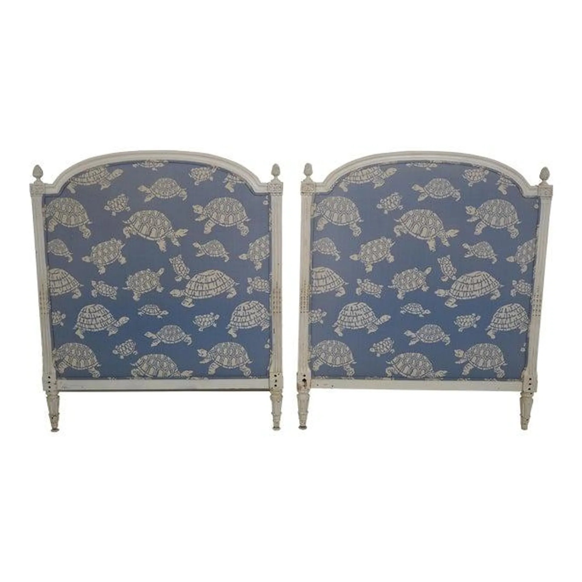 Pair French Louis XV Style Painted Finish Twin Bed Headboards