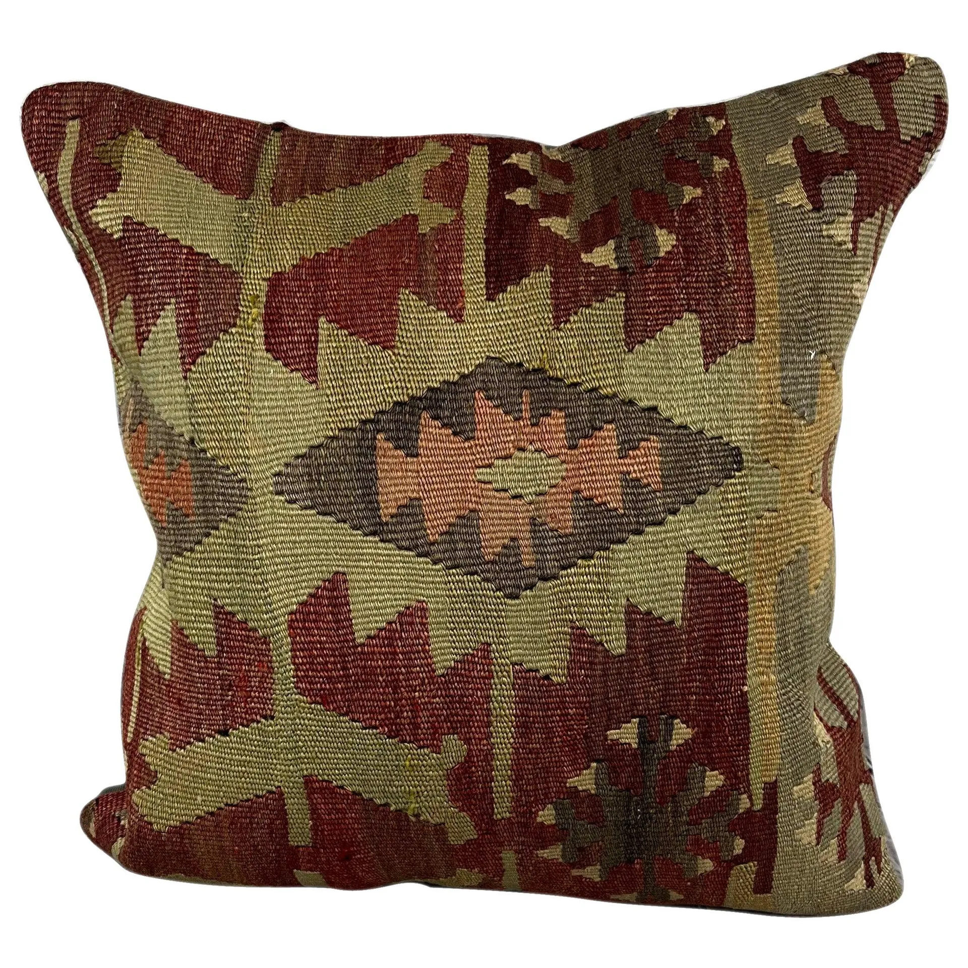 20 x 20 Kilim Pillow Turkish Cushion Natural Brown Pillow Cushion Cover #6754