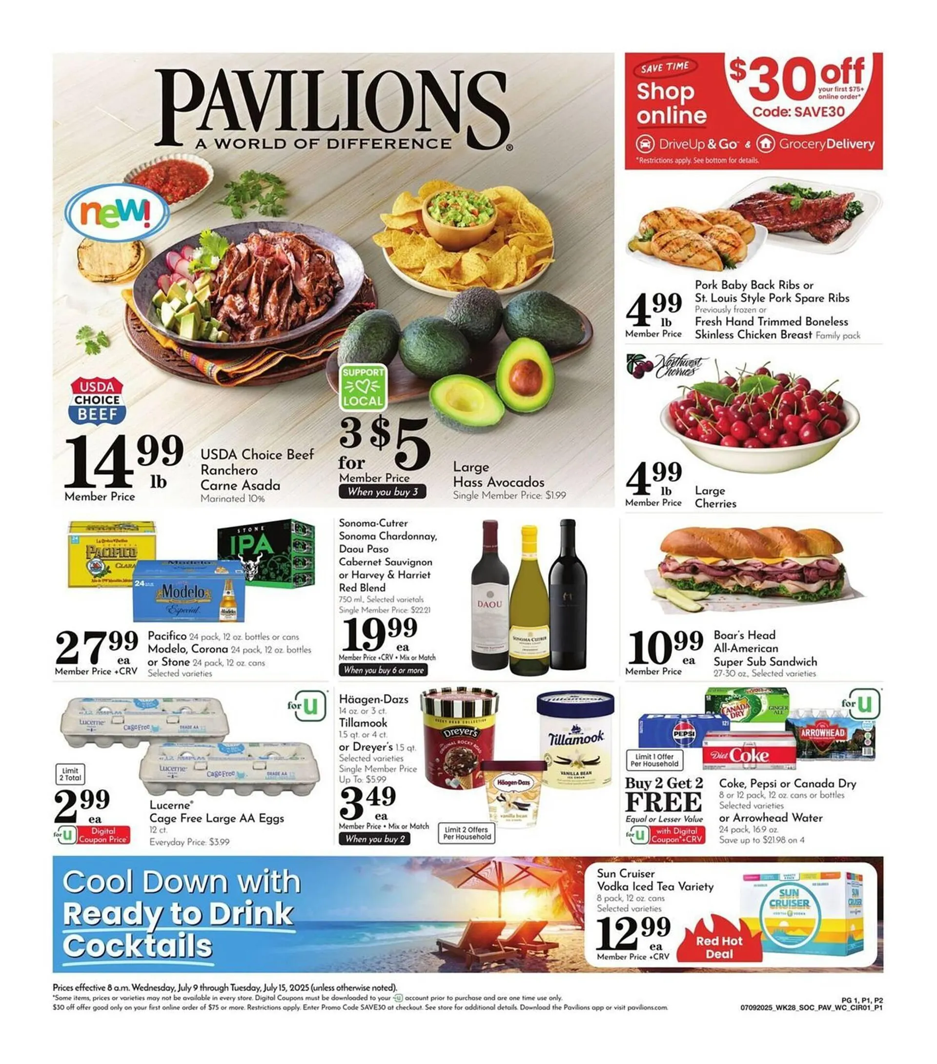 Weekly ad Pavilions Weekly Ad from July 9 to July 15 2025 - Page 1