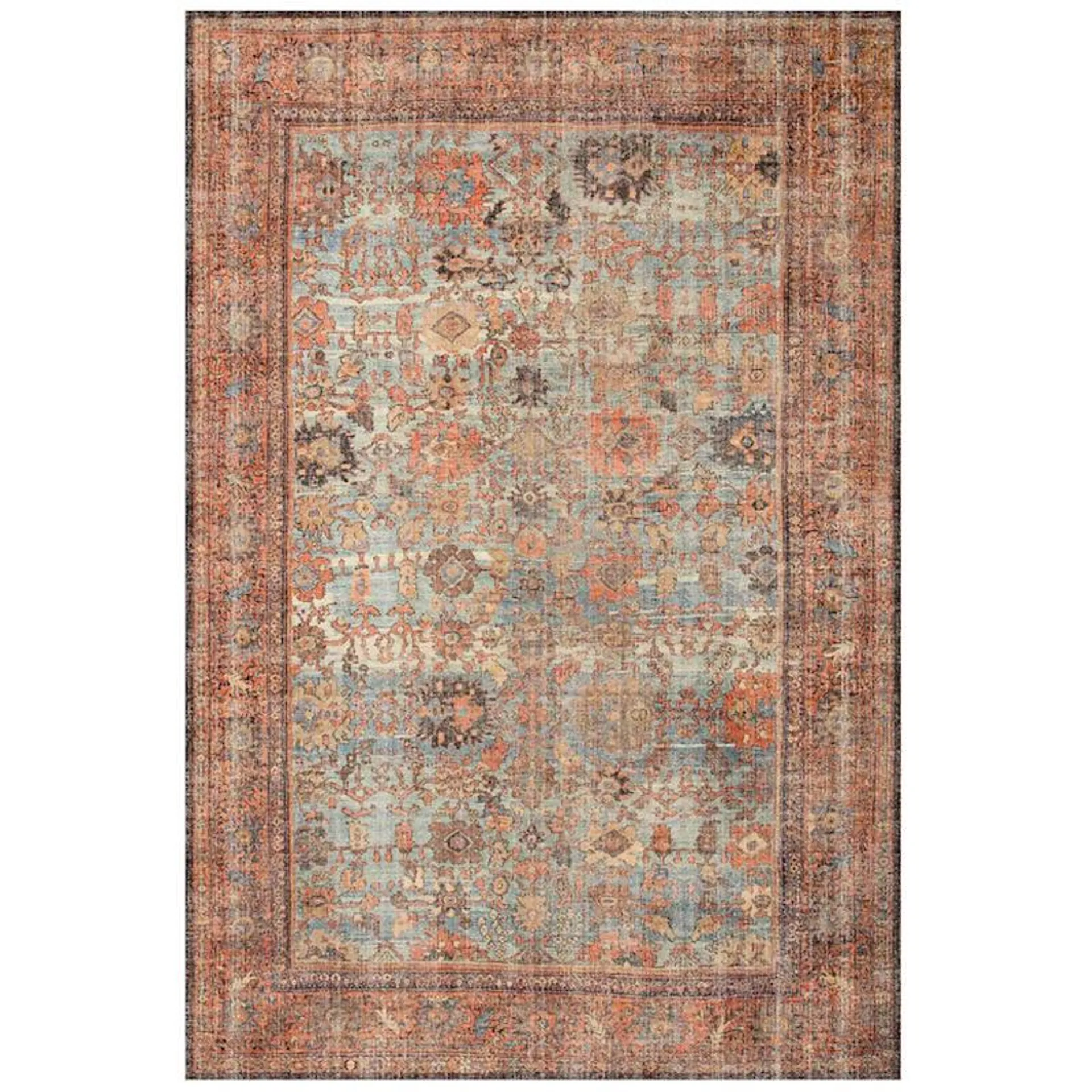 Montebello Distressed Persian Accent Rug With Carpet Backing, 2x5