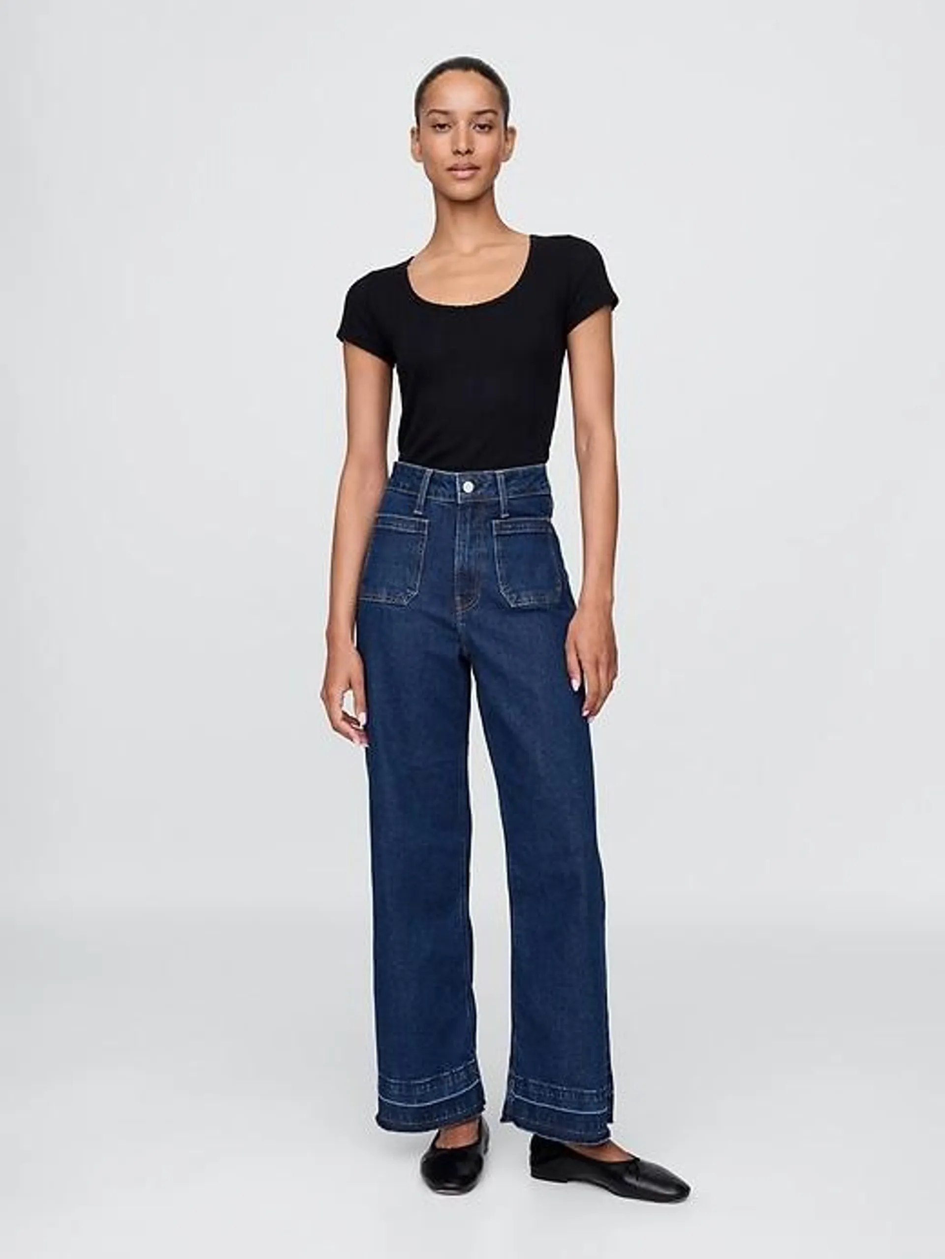 Curvy High Rise Stride Wide-Leg Ankle Jeans