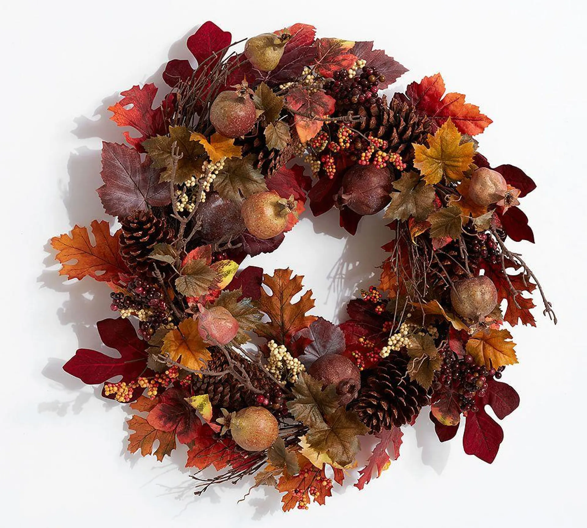 Faux Pomegranate & Pinecone Wreath & Garland