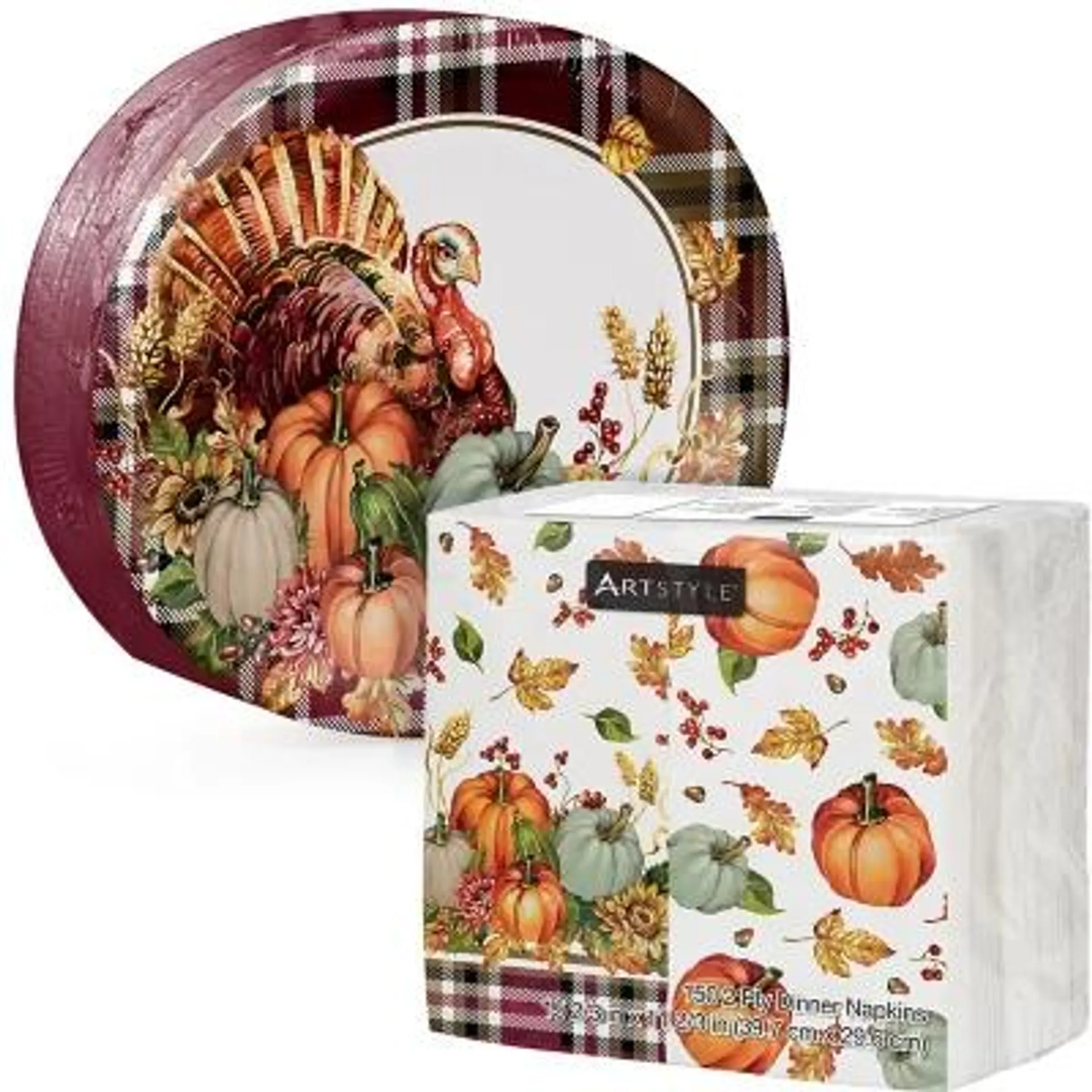 Artstyle Grateful Day Oval Paper Plates and Dinner Napkins Kit, 200 ct.