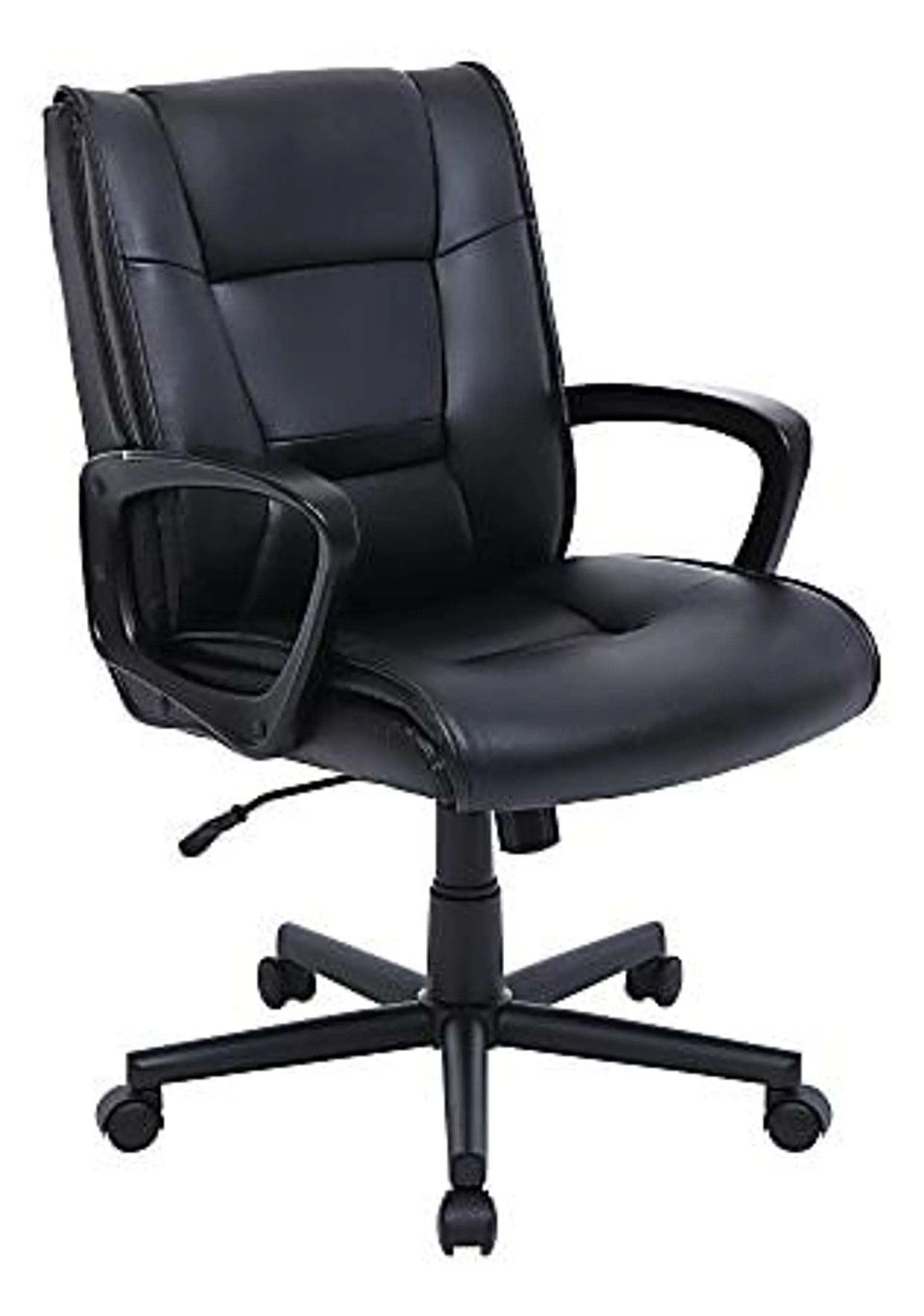 Realspace® Rezzi Vegan Leather Mid-Back Manager Chair, Black