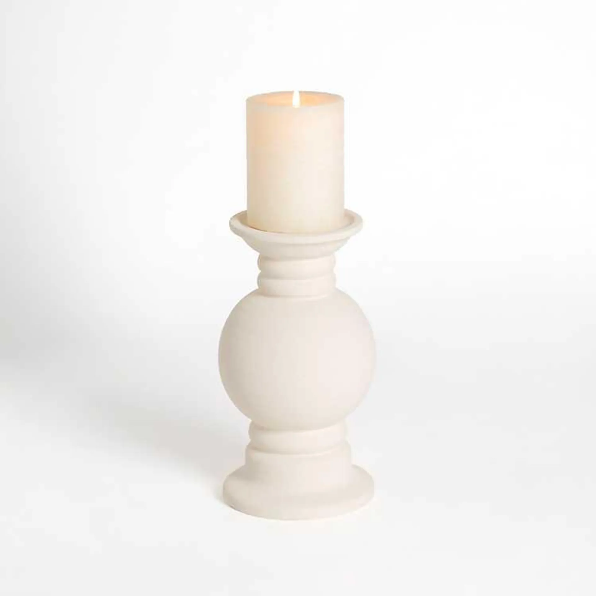 Eggshell Ceramic Pillar Candle Holder, 12 in.