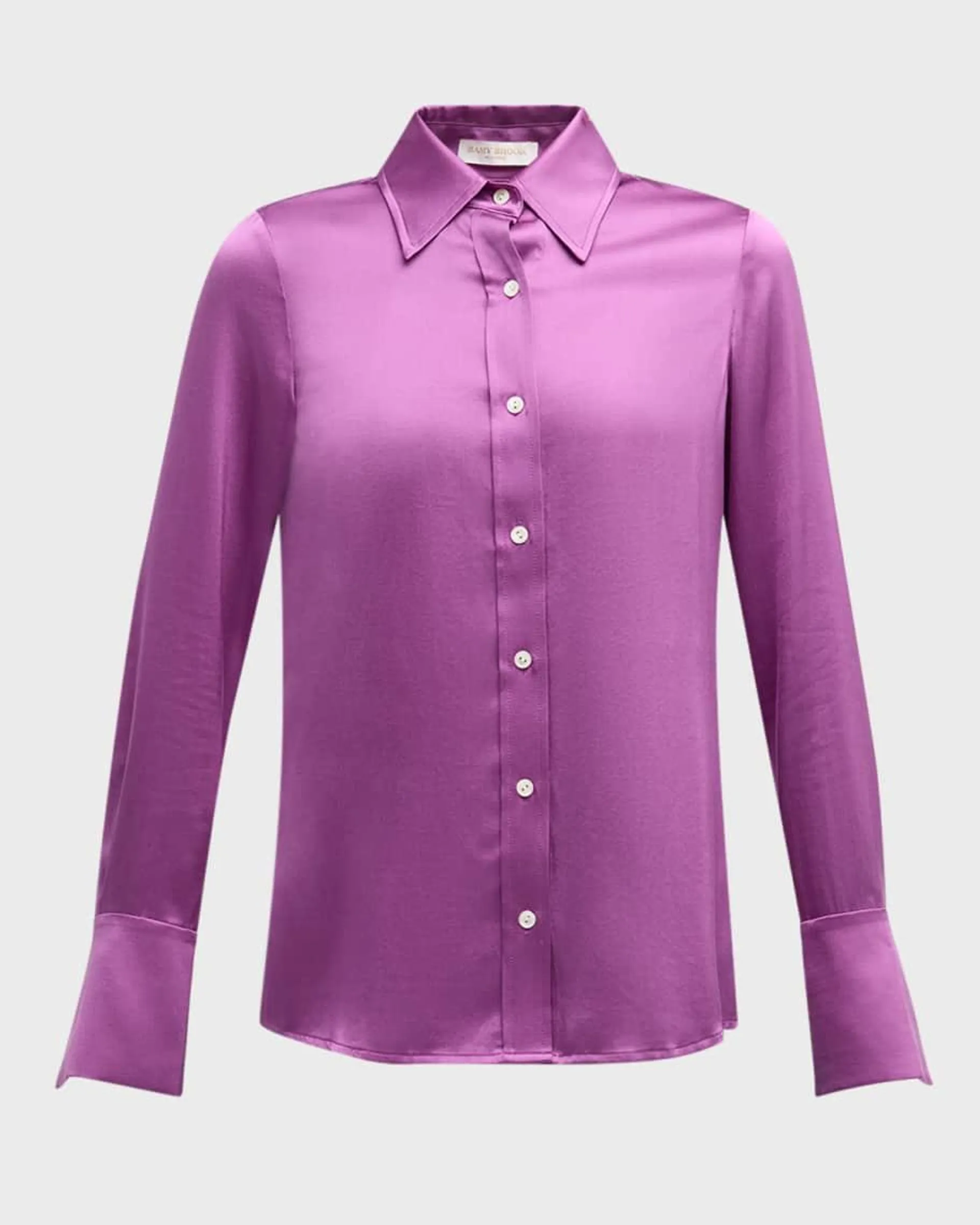 Victoria Stretch Silk Button-Front Top