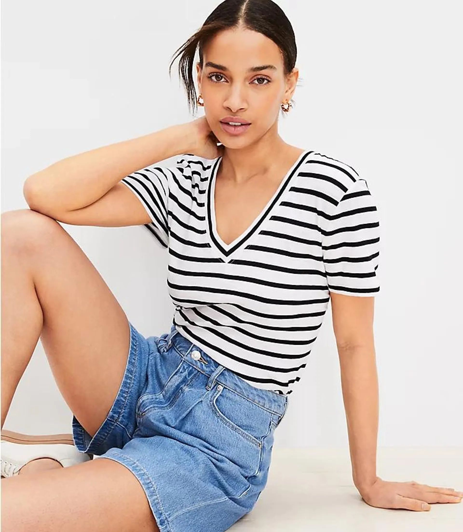 Striped Everyday V-Neck Tee