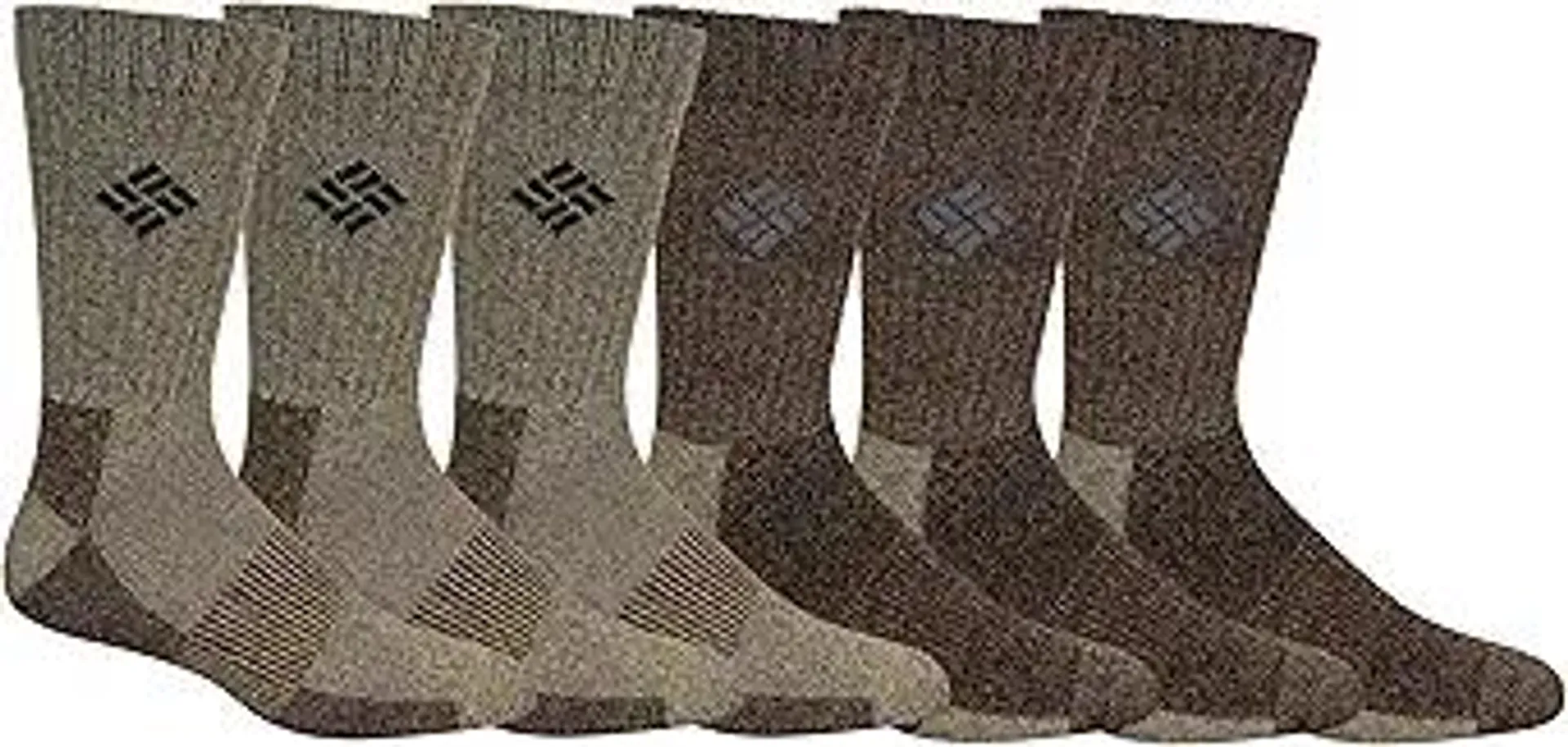 Columbia Men's Moisture Control Crew Socks, Khaki/Brown, 6-12 US