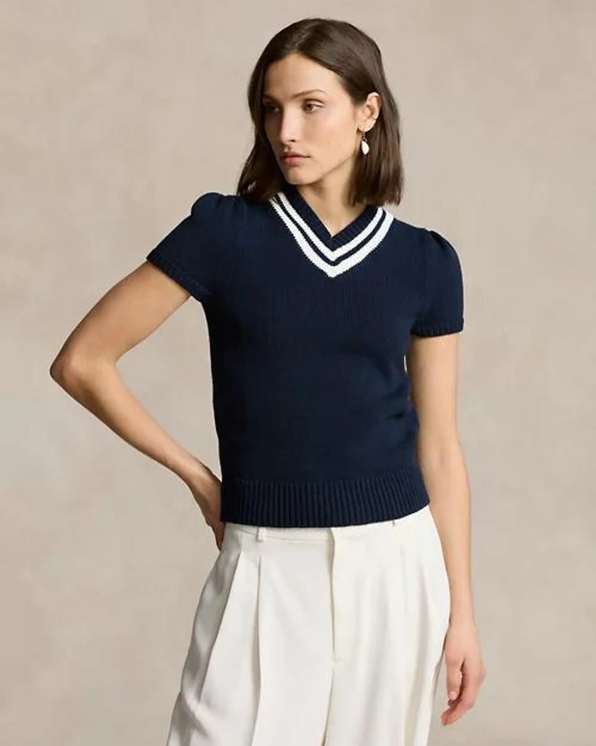 Short-Sleeve Cotton Cricket Sweater