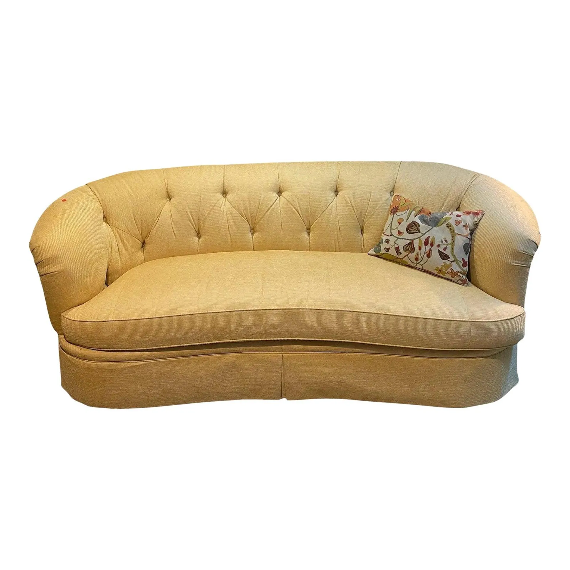 Traditional Designer Kravet Furniture Tufted Pale Yellow Sofa Couch