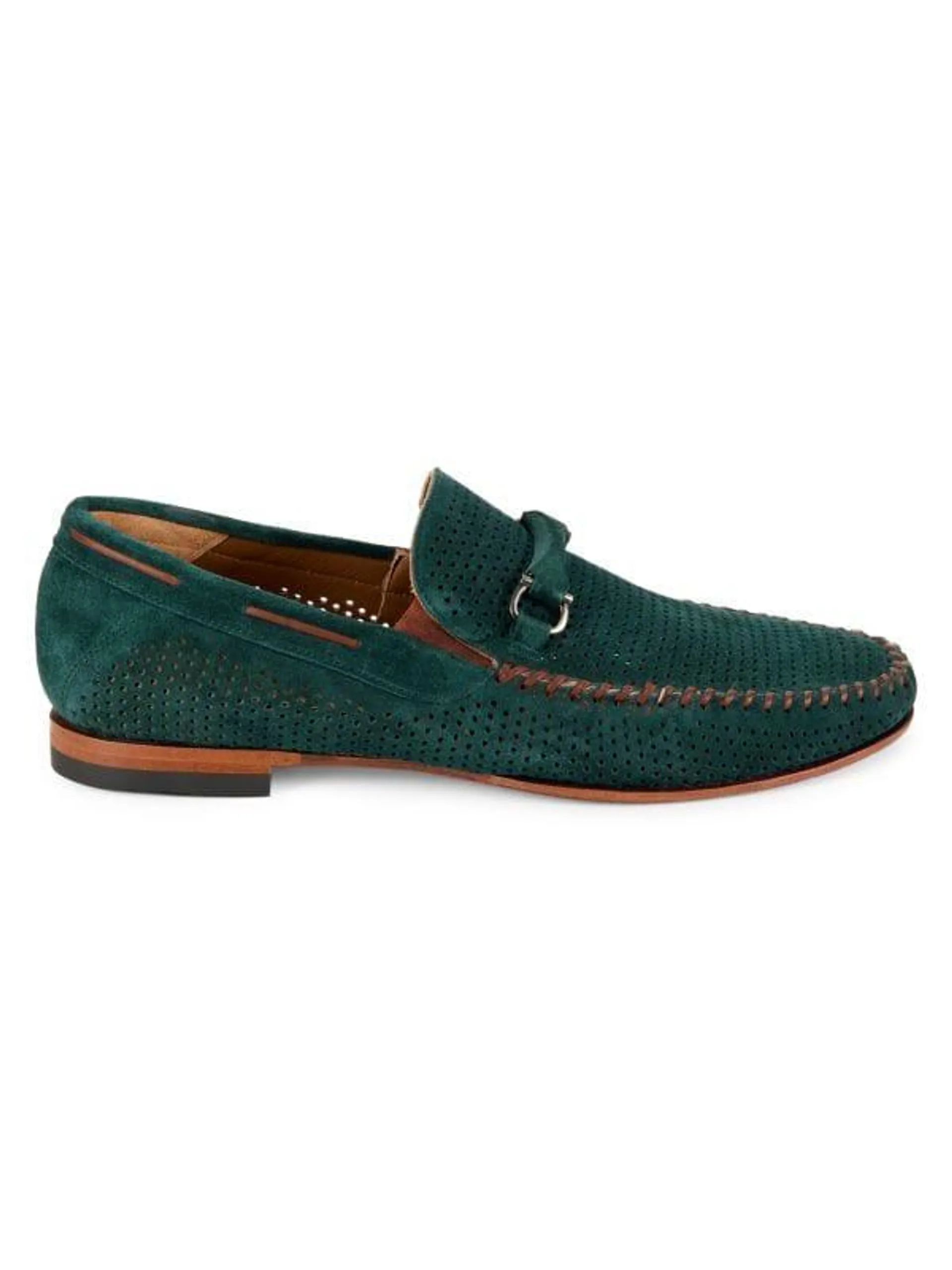 Marcello Perforated Suede Bit Loafers