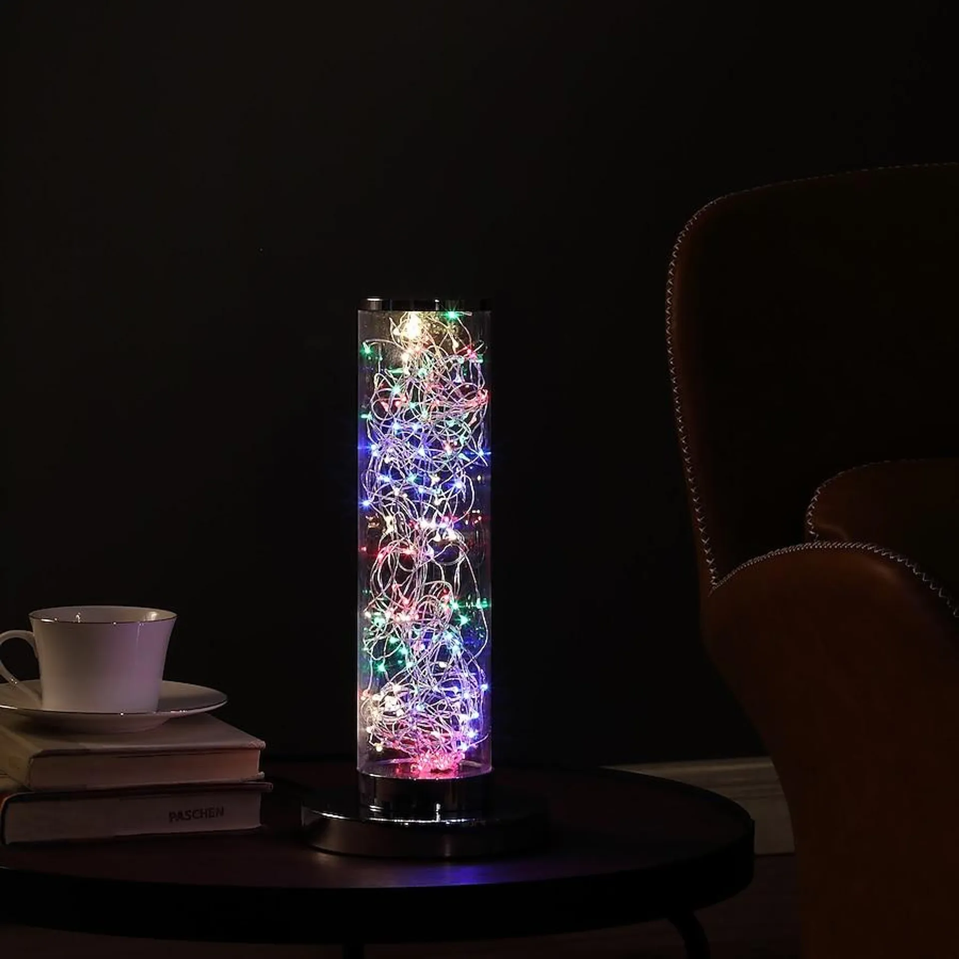 ORE International 13-in Multi-colored LED Table Lamp with Glass Shade