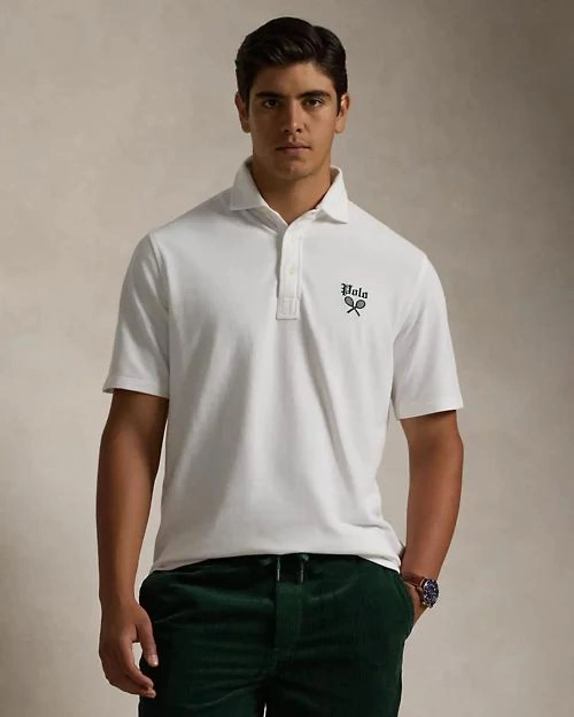 Classic Fit Tennis-Crest Mesh Polo Shirt