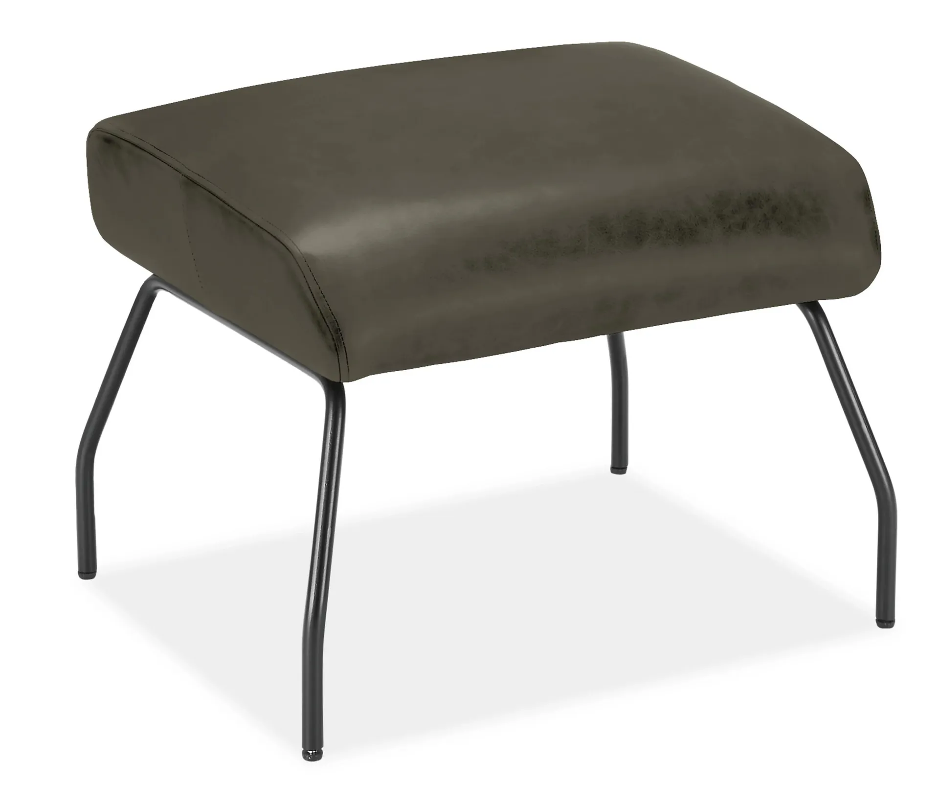 Rhodes 20w 17d 16h Ottoman in Vento Smoke Leather with Black Frame