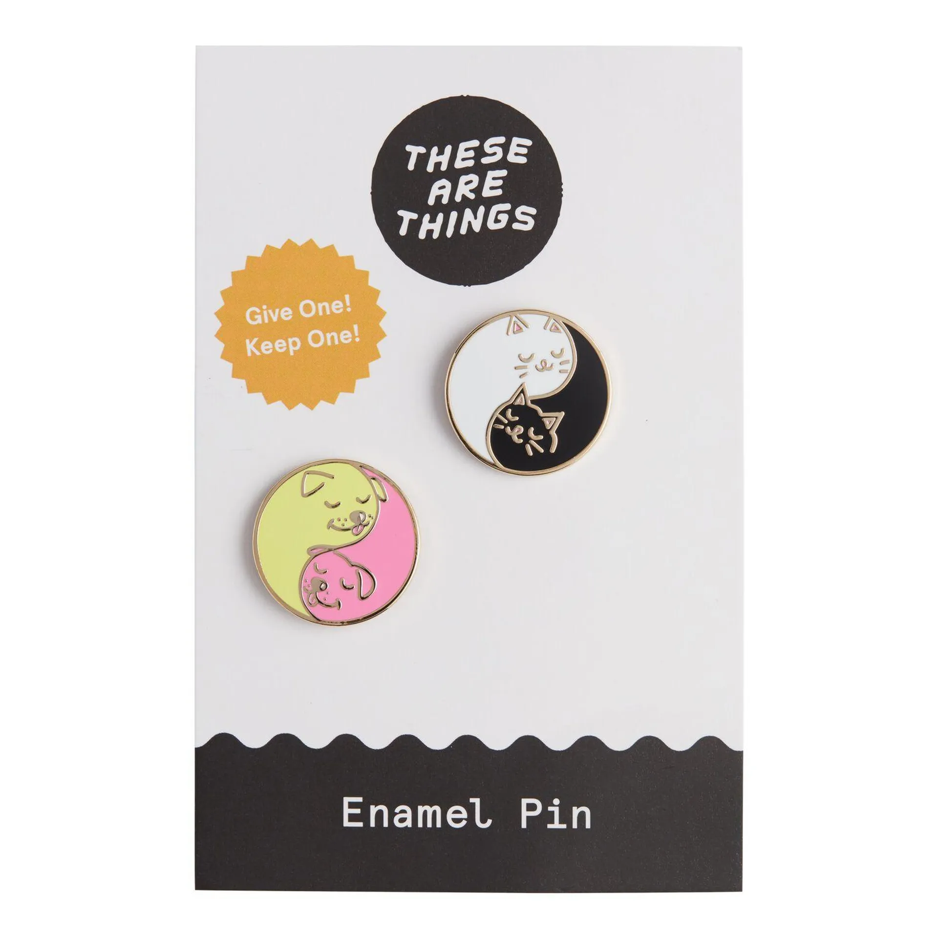 Cat and Dog Yin And Yang Enamel Pins 2 Pack