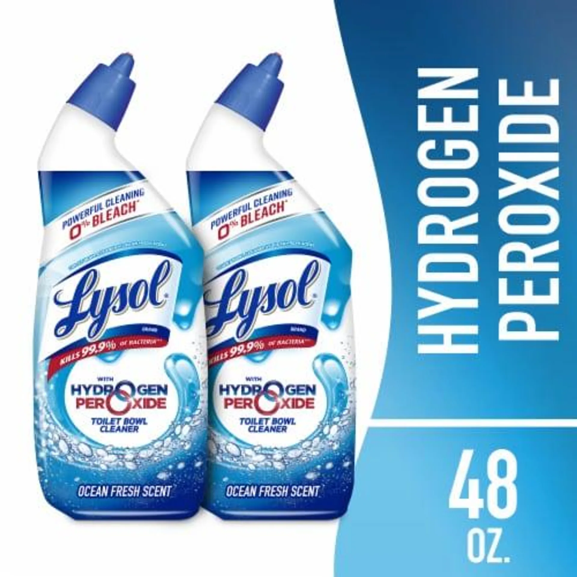 Lysol Hydrogen Peroxide Gel Toilet Bowl Cleaner, Disinfectant, Ocean Fresh, 2 pack of 24 fl oz
