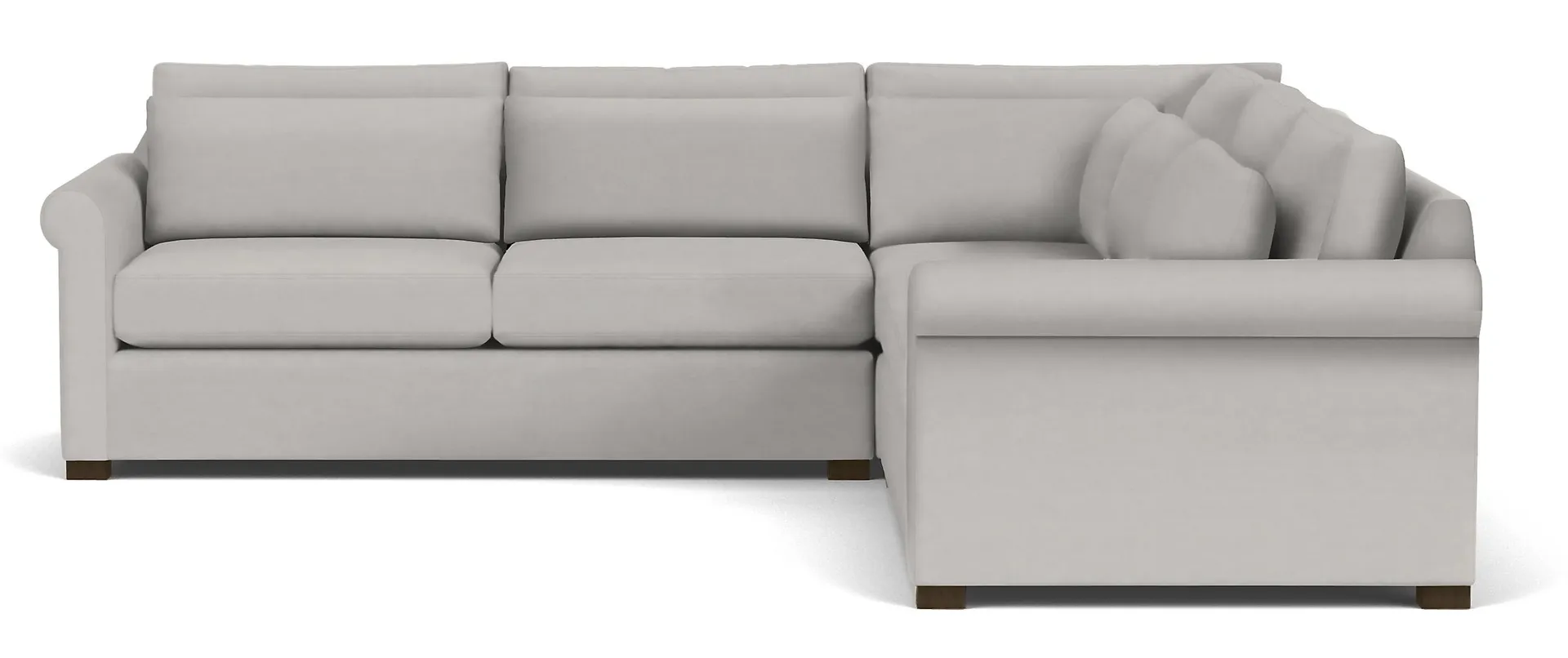 Tegan 112x112" Three-Piece Sectional in View Grey with Charcoal Legs