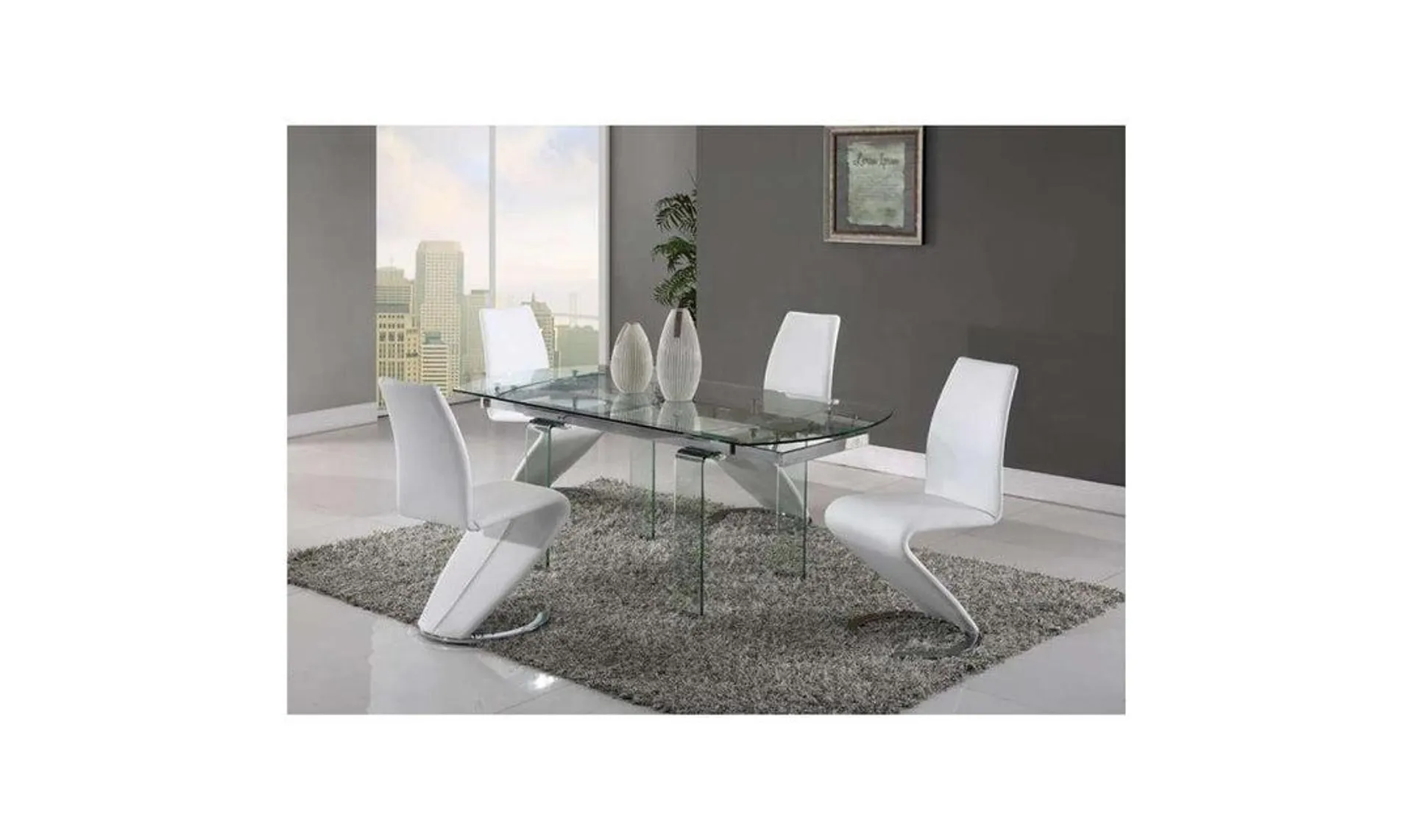 Global Furniture Giacinta 4-Seater Contemporary Glass Dining Room Set