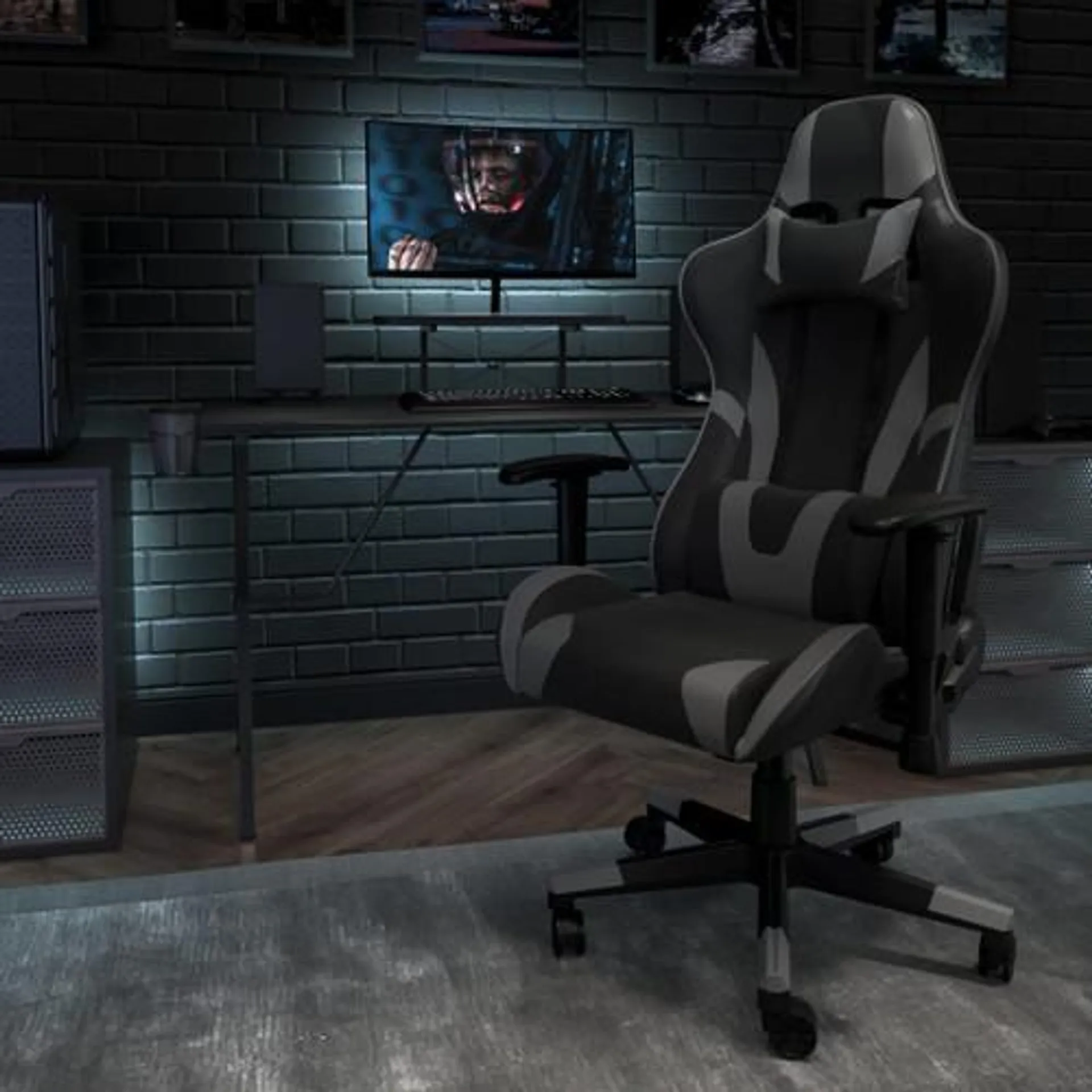 X30 Gaming Chair Racing Office Ergonomic Computer Chair with Reclining Back and Slide-Out Footrest in Gray LeatherSoft - CH187230GYGG