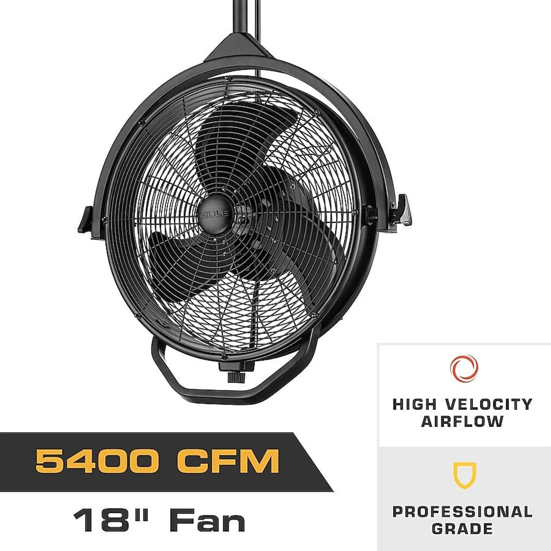 MULE 18-in Matte black Indoor/Outdoor Cage Ceiling Fan (3-Blade)