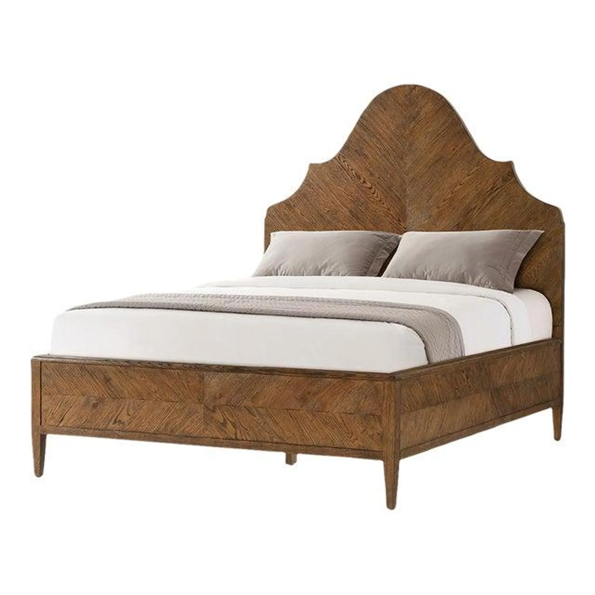 Rustic Oak Queen Bed - Dark