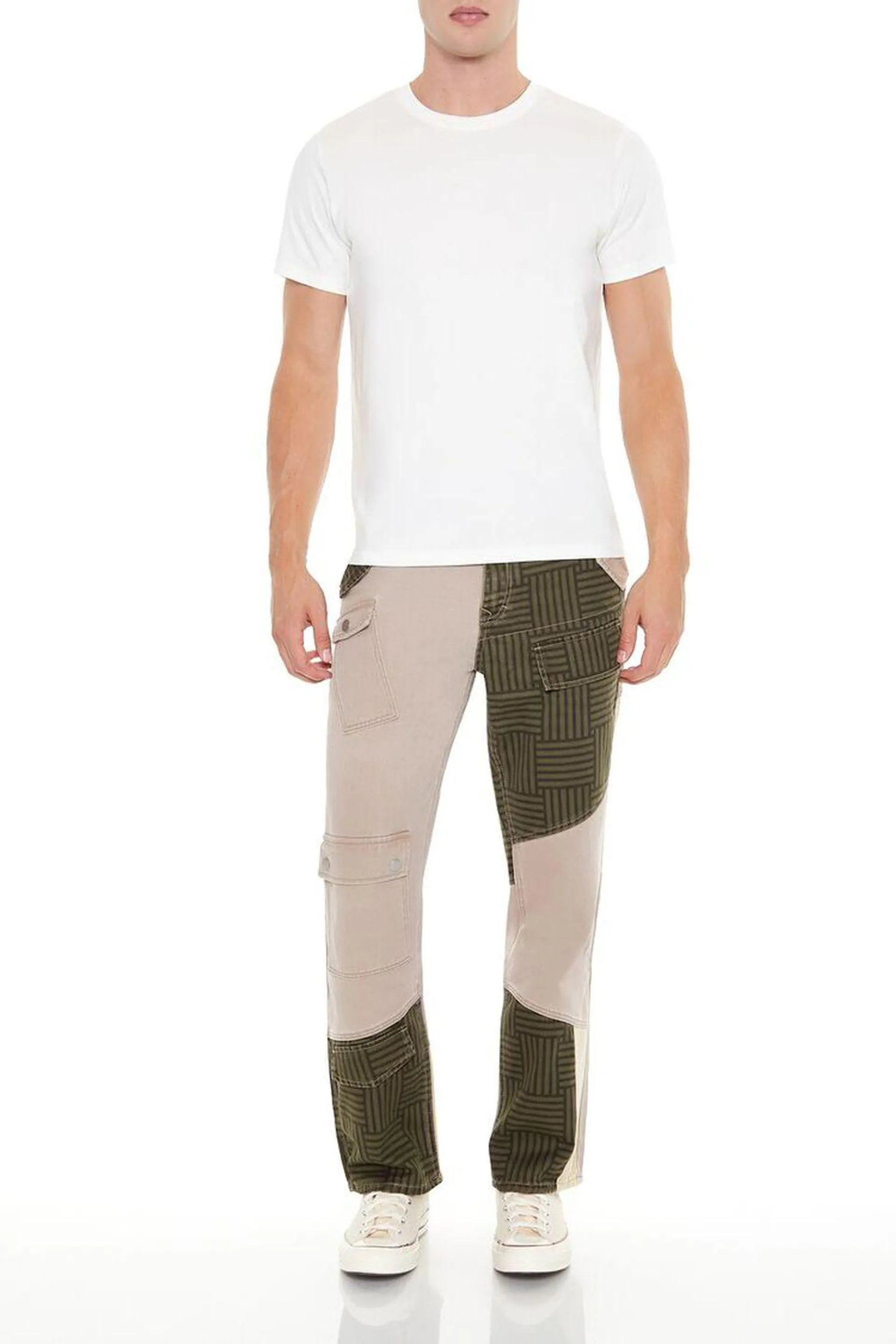 Striped Colorblock Cargo Jeans