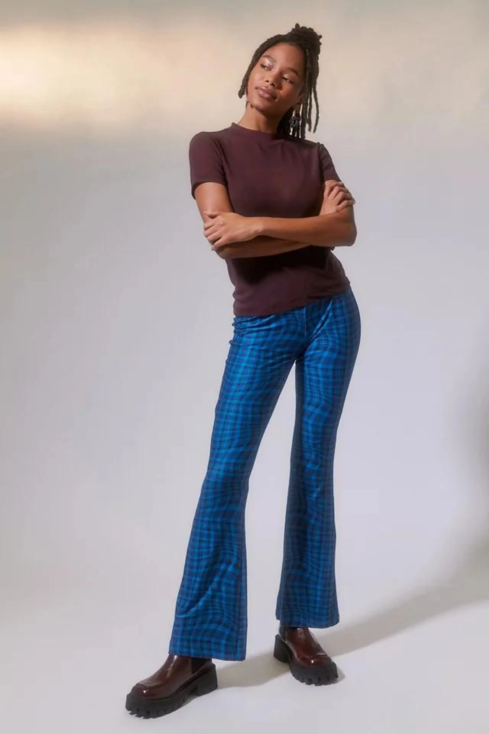 Another Girl Wavy Plaid Pant
