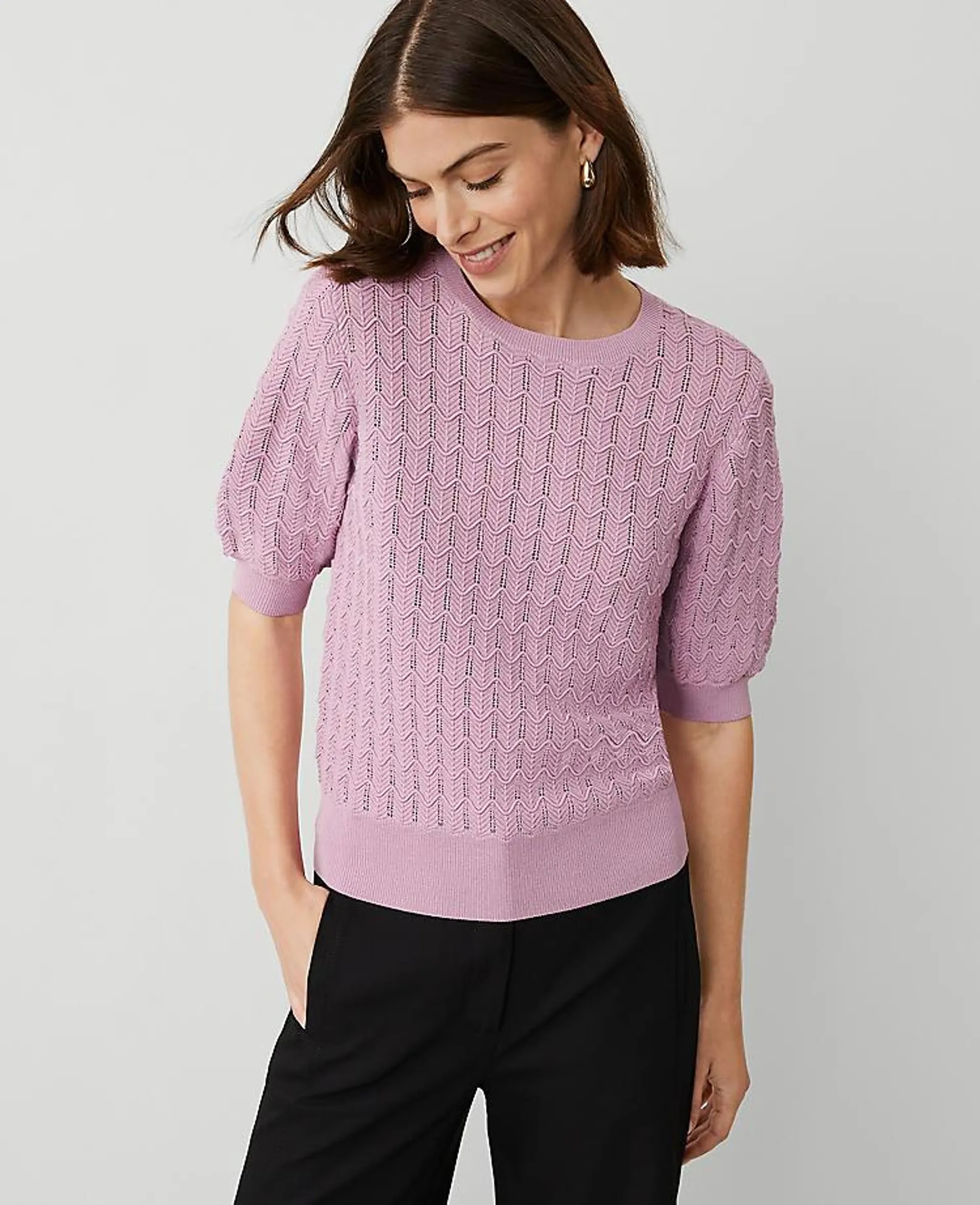 Wavy Stitch Wedge Sweater