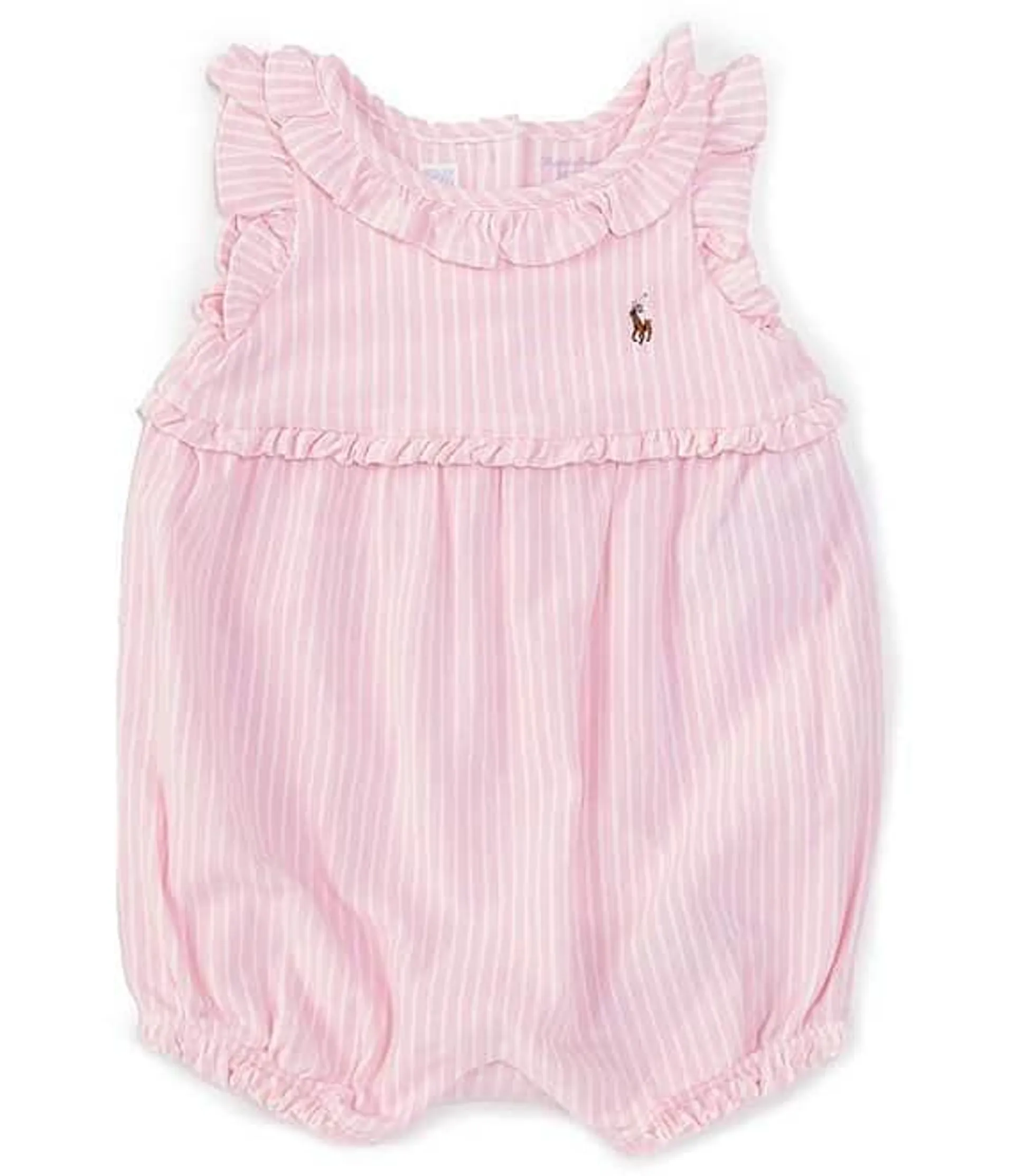 Baby Girls 3-24 Months Sleeveless Striped Knit Oxford Romper