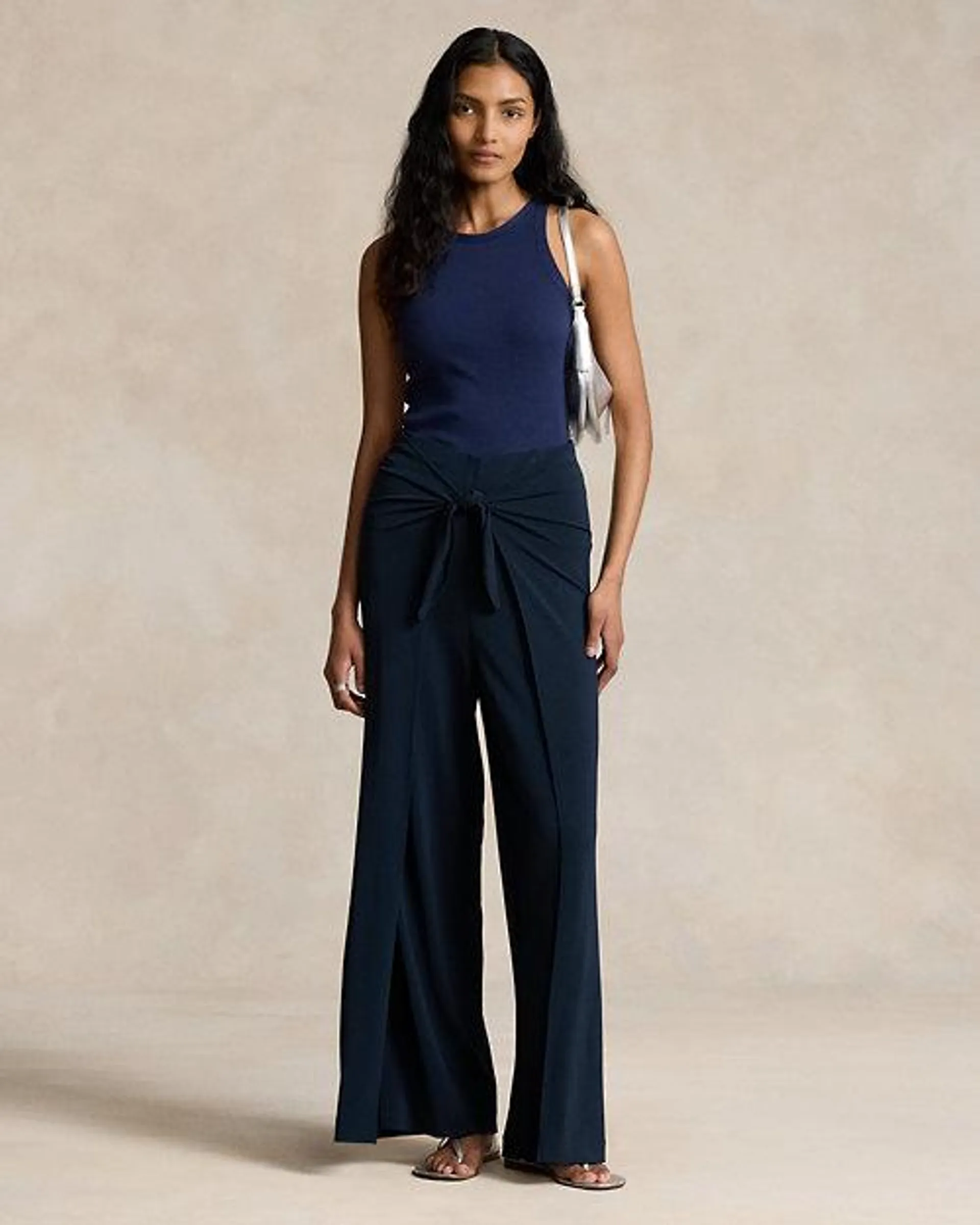 Jersey Wide-Leg Wrap Pant