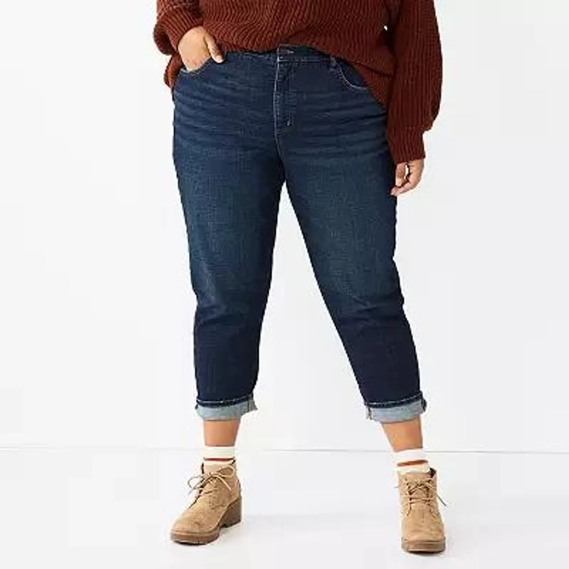Plus Size Sonoma Goods For Life® High-Waisted Boyfriend Jeans