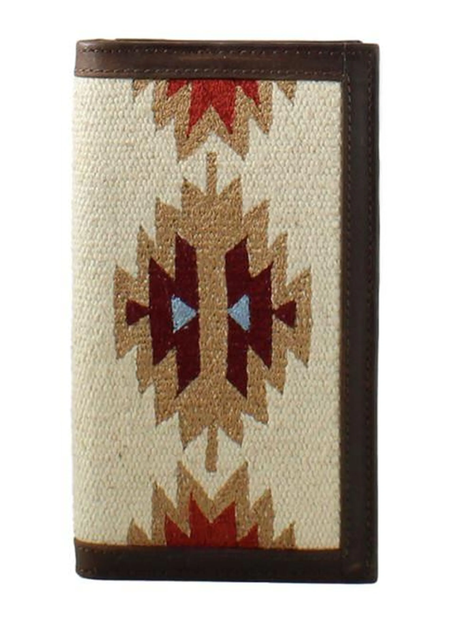 Nocona Rodeo Style Wallet with Aztec Rug Fabric and Leather Border