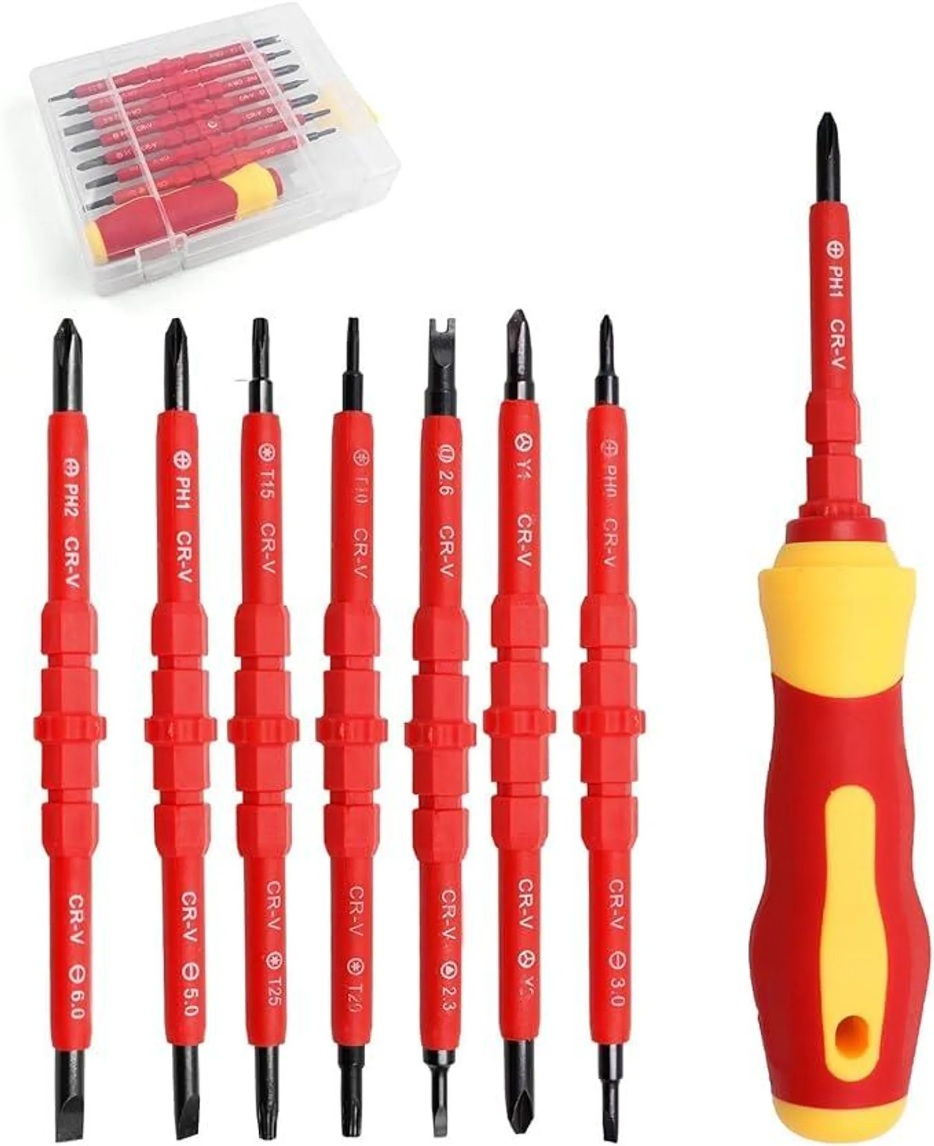 7 in 1 Insulated Screwdriver Set Magnetic Screwdriver Tool Kit Electrician Multifunctional Interchangeable Chrome Vanadium Screwdrivers New Handle Electrician Soft-Grip