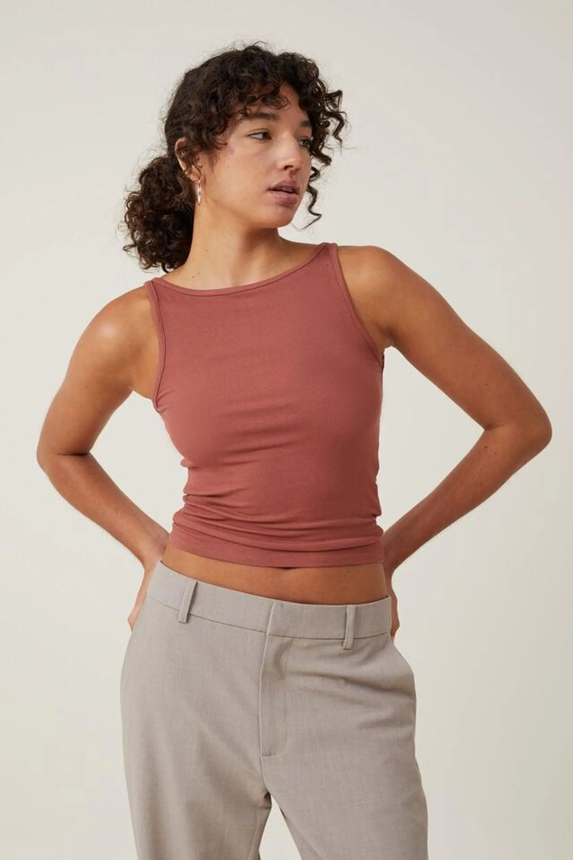 Staple Rib Boat Neck Tank