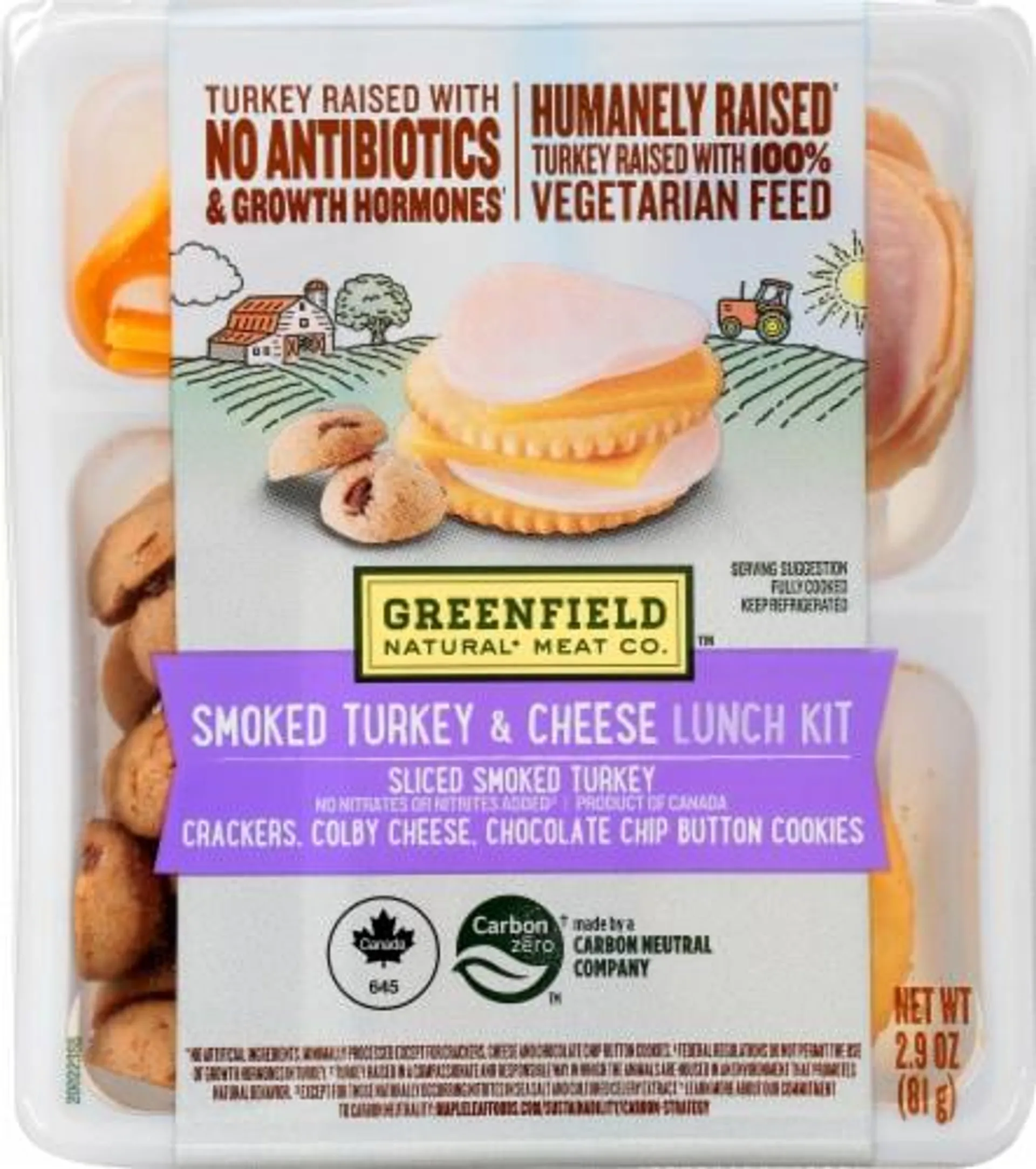 Greenfield Natural* Meat Co. Smoked Turkey & Cheese Lunch Kit