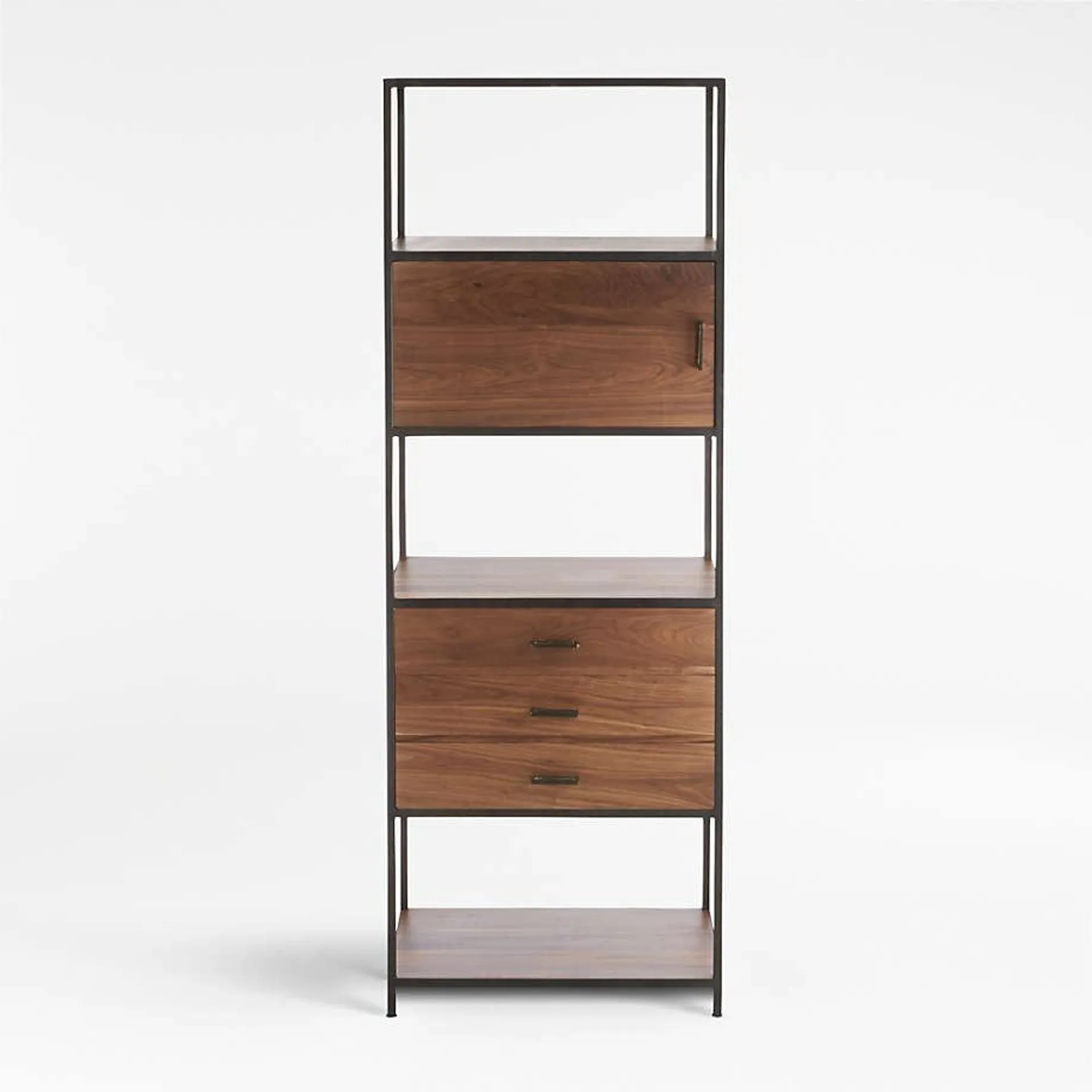 Knox Black Trim and Walnut Tall Storage Bookshelf