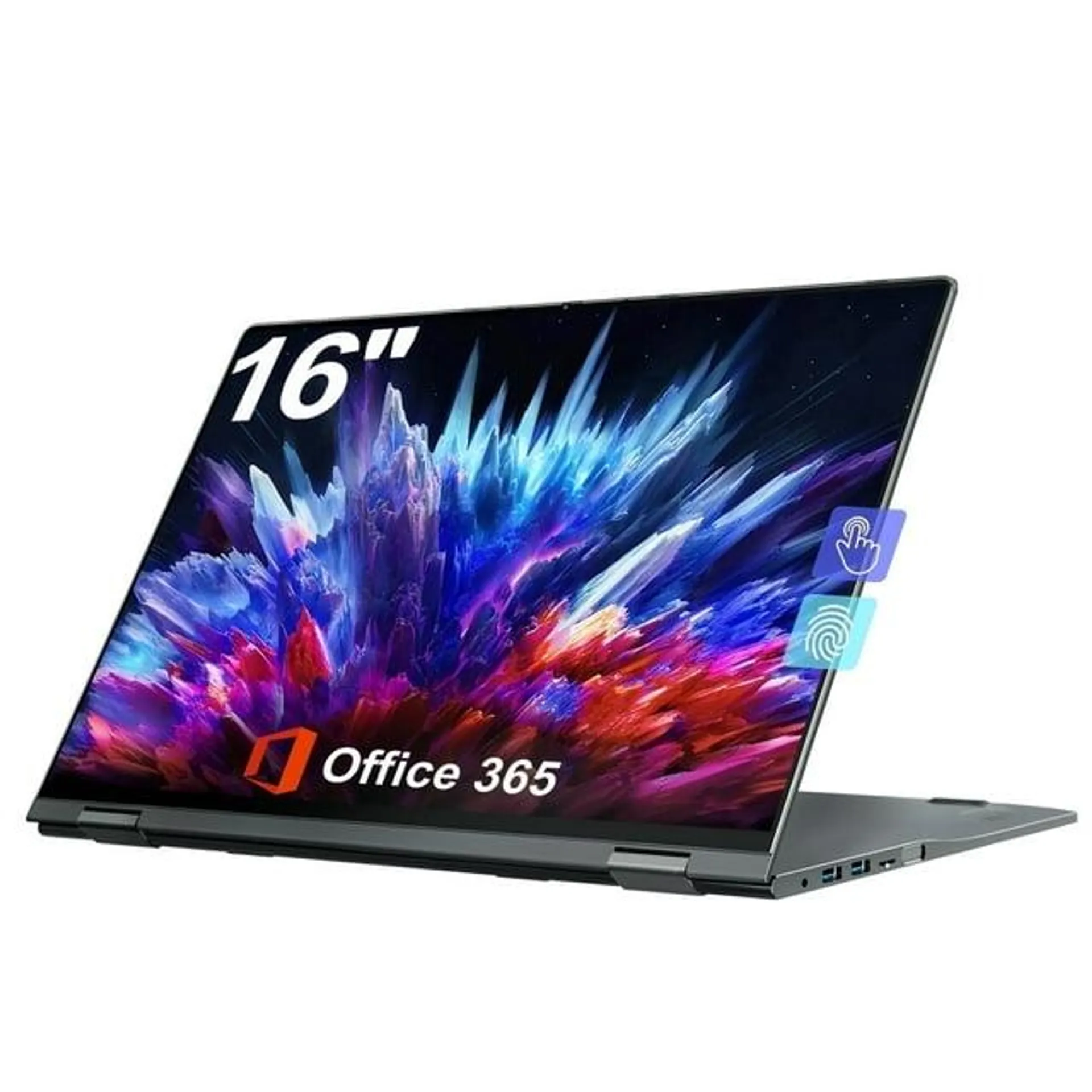 Jumper 16" Touchscreen Windows 11 Laptop with 16GB DDR4 640GB Storage, 2 in 1 Convertible Computer, 4-Core Intler Celeron N5095, 360° Flip, 1yr Office 365 Free