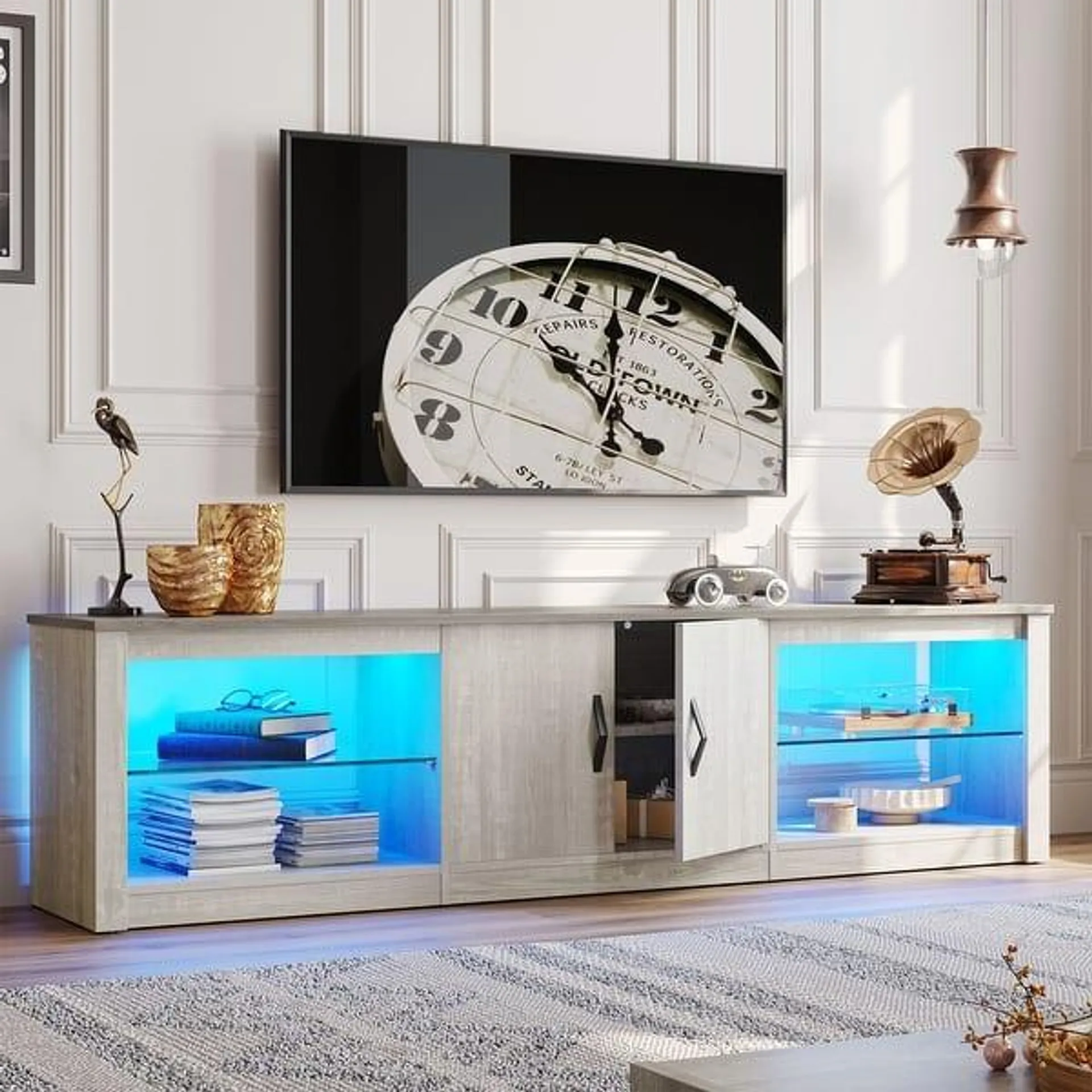 70 inch TV Stand 20 Color RGB Light Entertainment Center