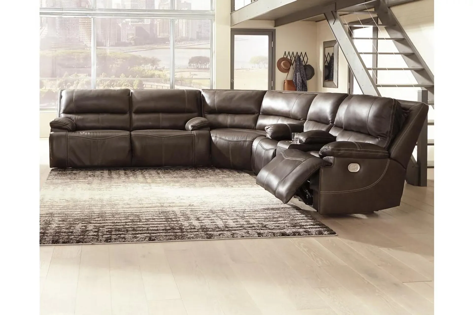 Ricmen 3-Piece Dual Power Leather Reclining Sectional