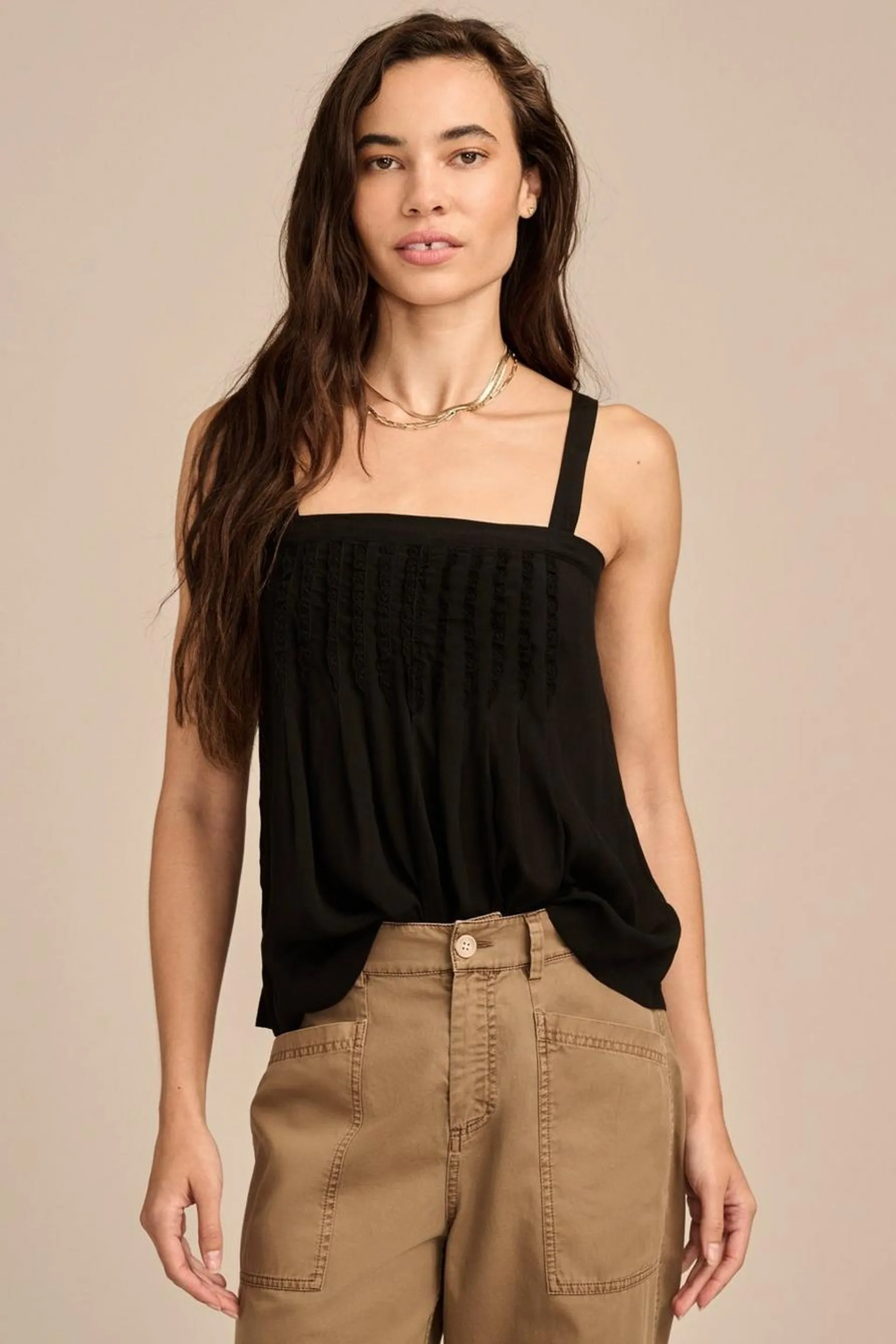 pleated ruffle tank