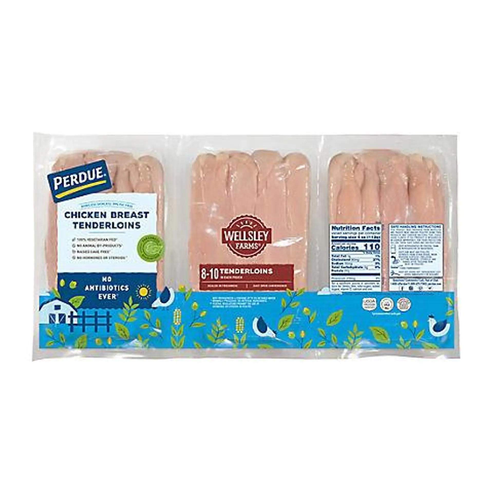 Wellsley Farms No Antibiotics Ever Boneless Skinless Chicken Breast Tenderloins, 4.5-6.5 lbs.