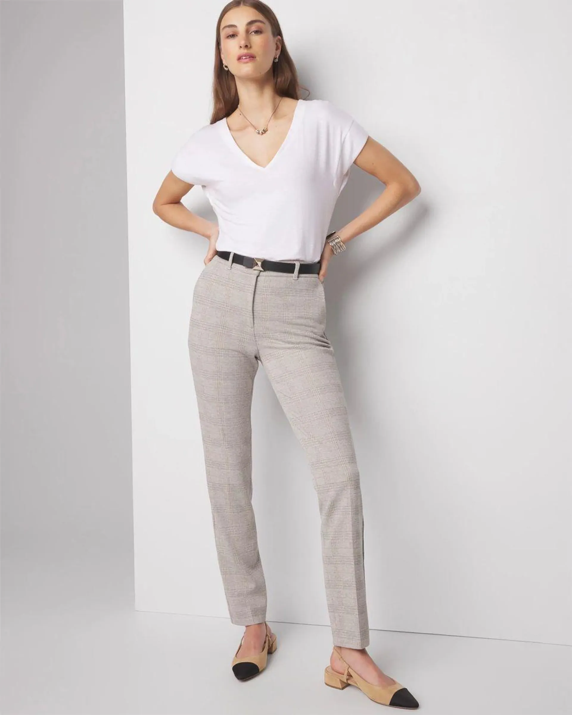 WHBM ® Elle Slim Ankle Plaid Pant