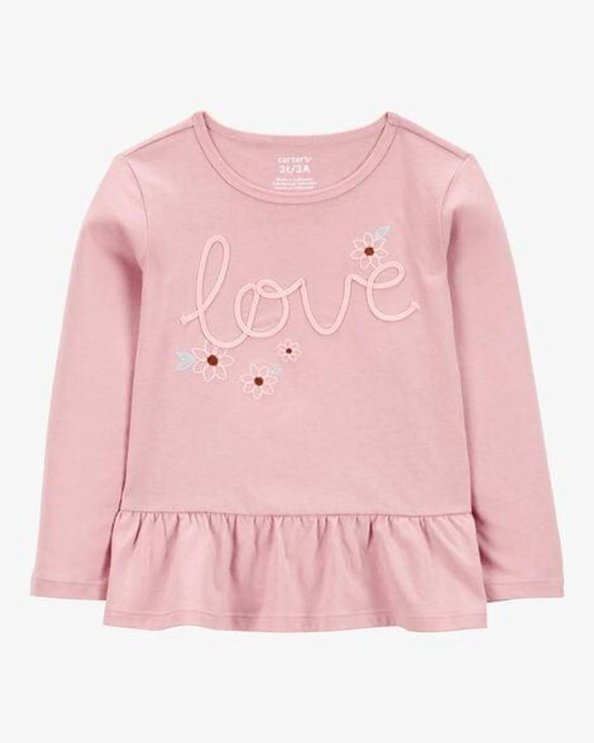 Baby Love Long-Sleeve Peplum Top - Pink